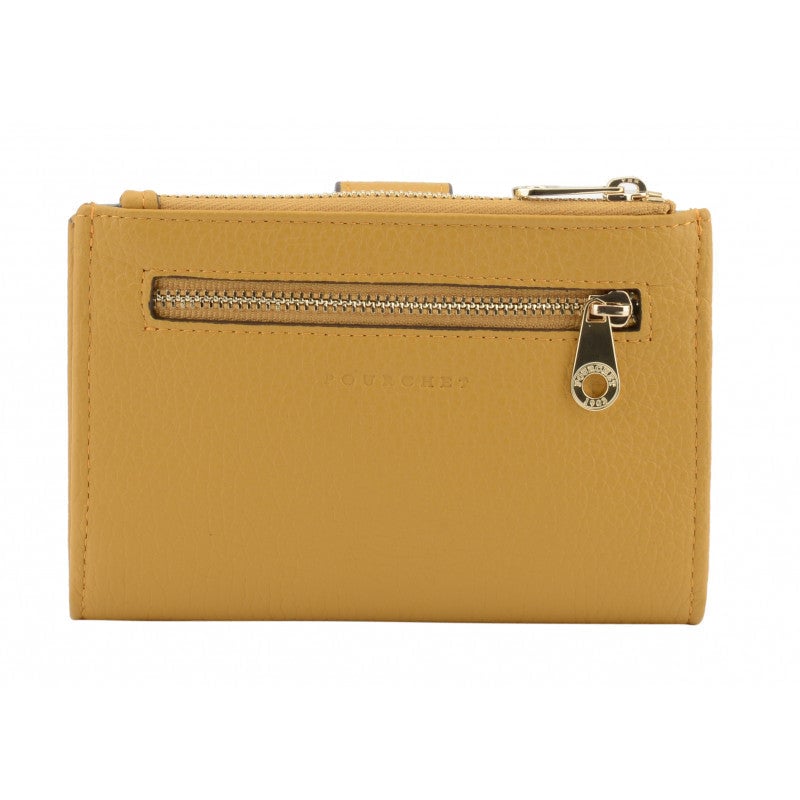 Grained calfskin wallet POURCHET Yellow