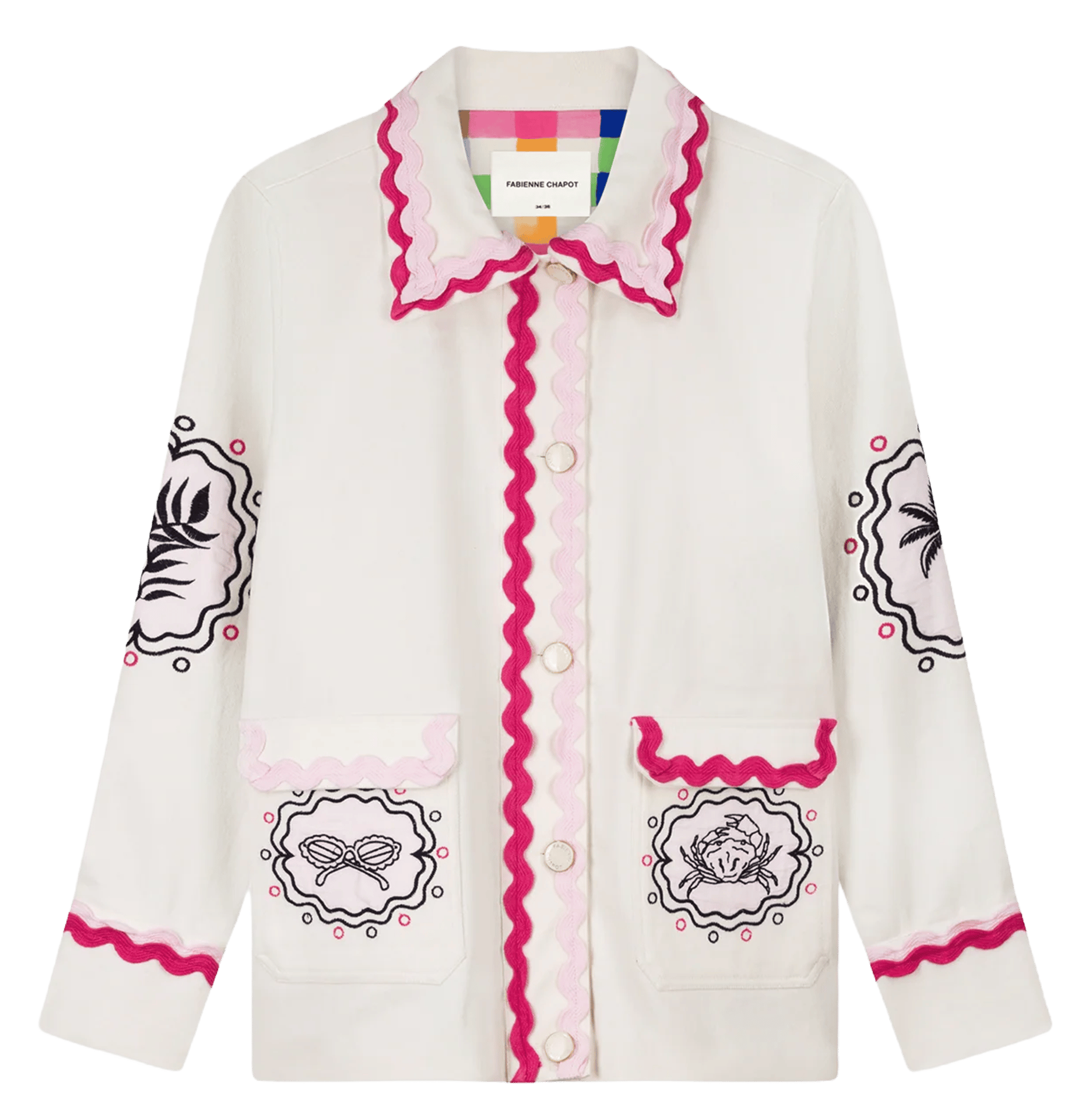 Katoenen jasje met borduursel en klassieke kraag FABIENNE CHAPOT Wit