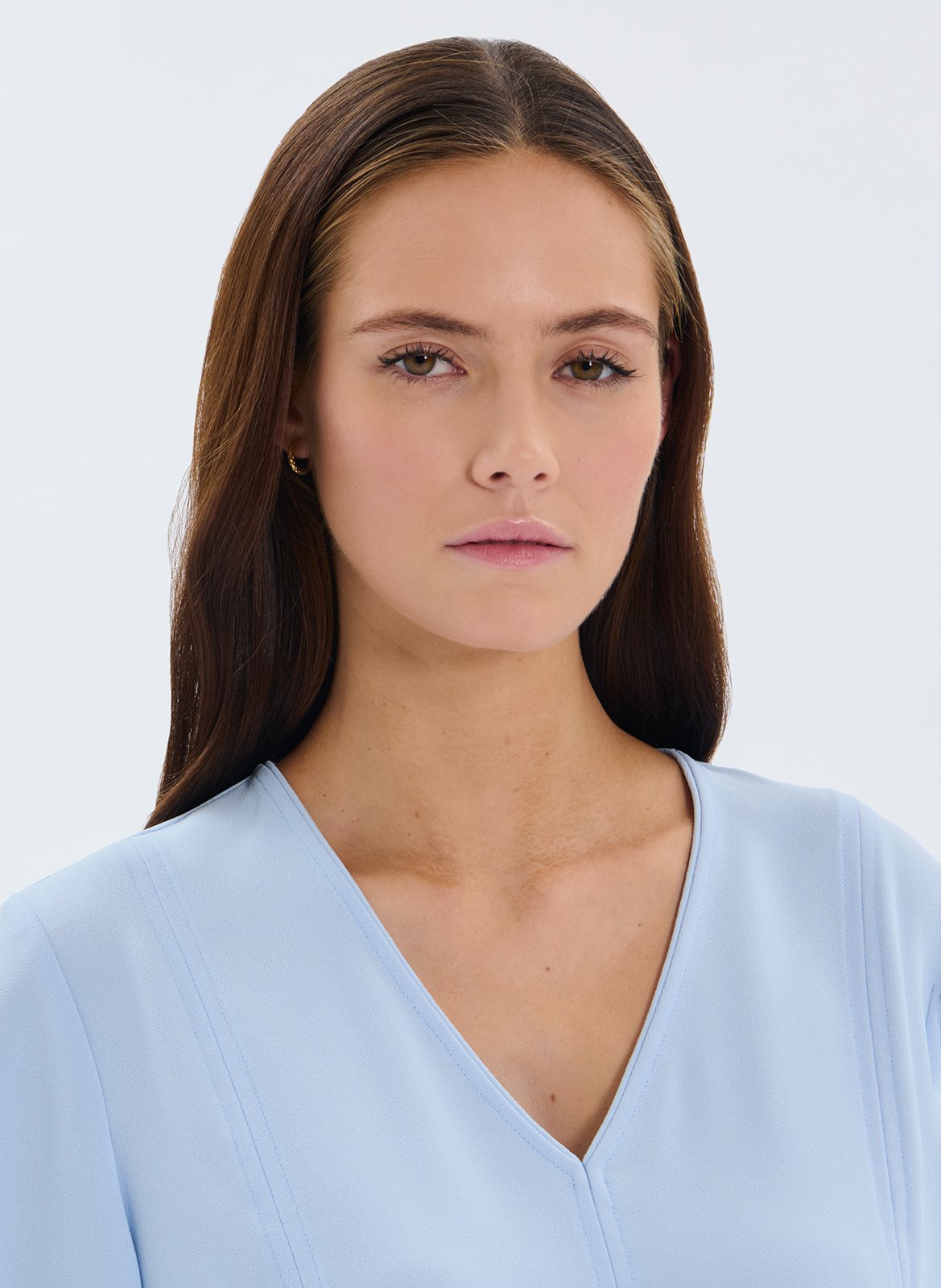 Top ampio scollo a V fluido ZAPA Blu