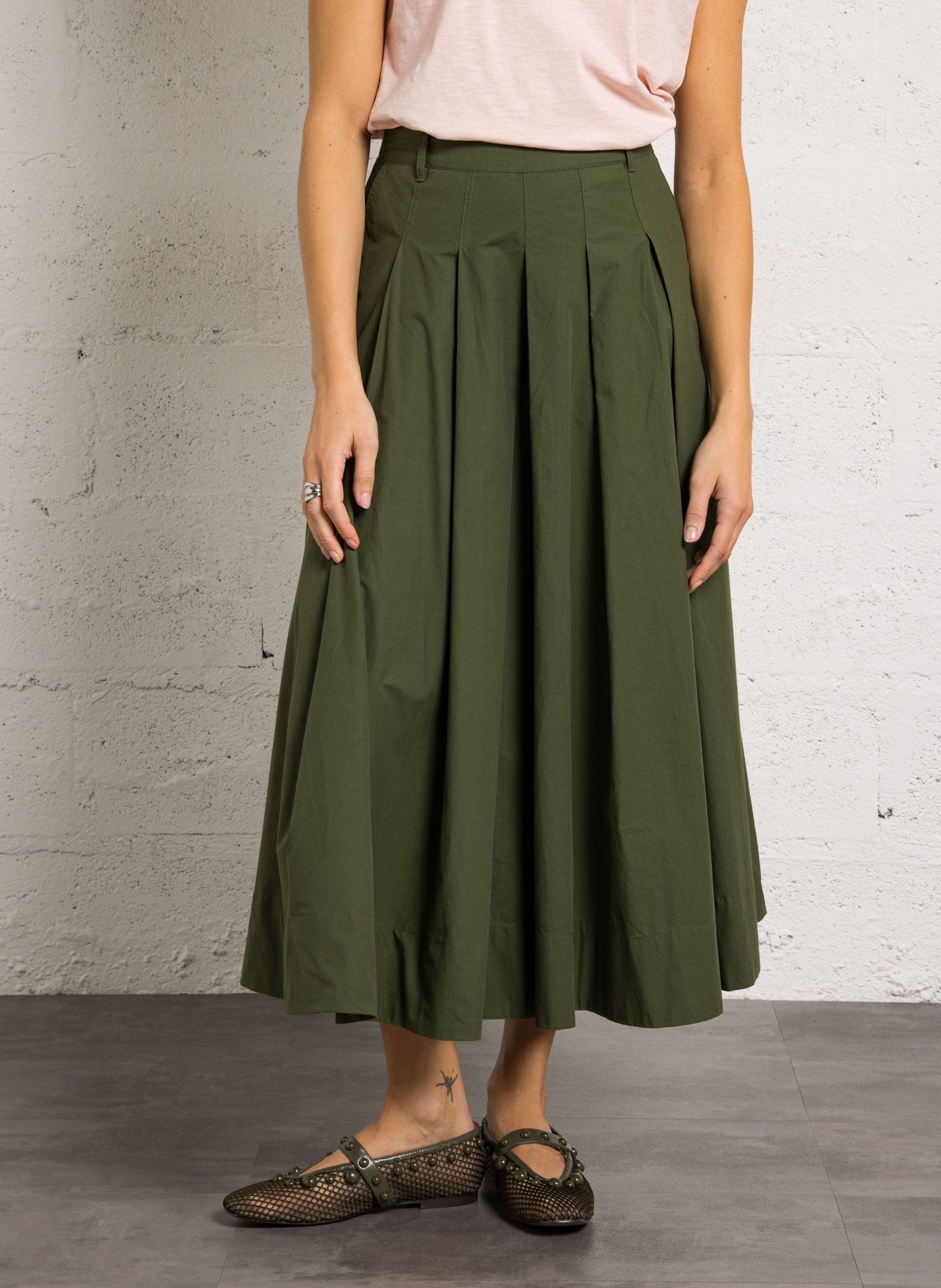 A-line cotton skirt MAISON 123 Khaki