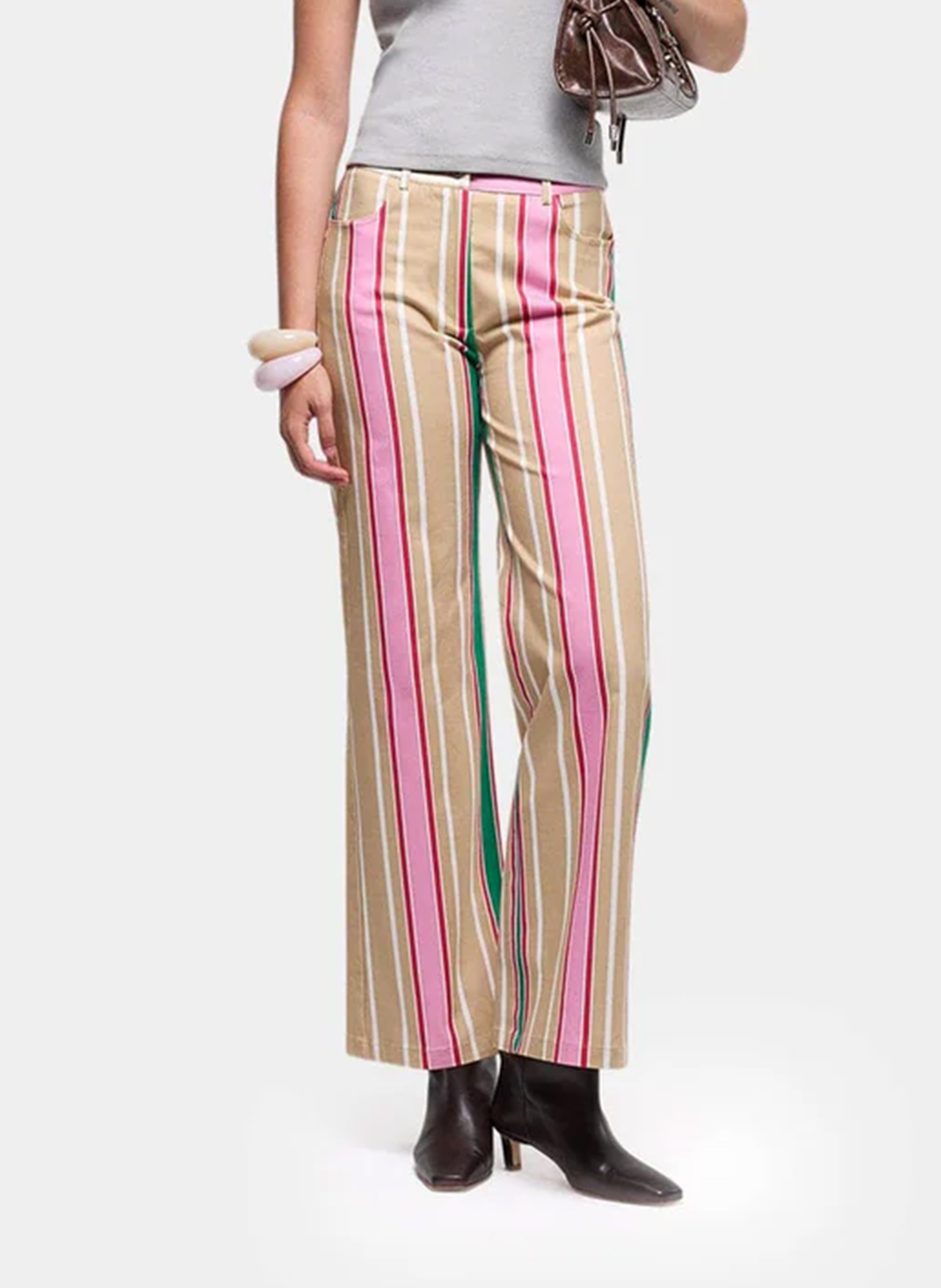 Straight striped cotton pants LAAGAM Brown
