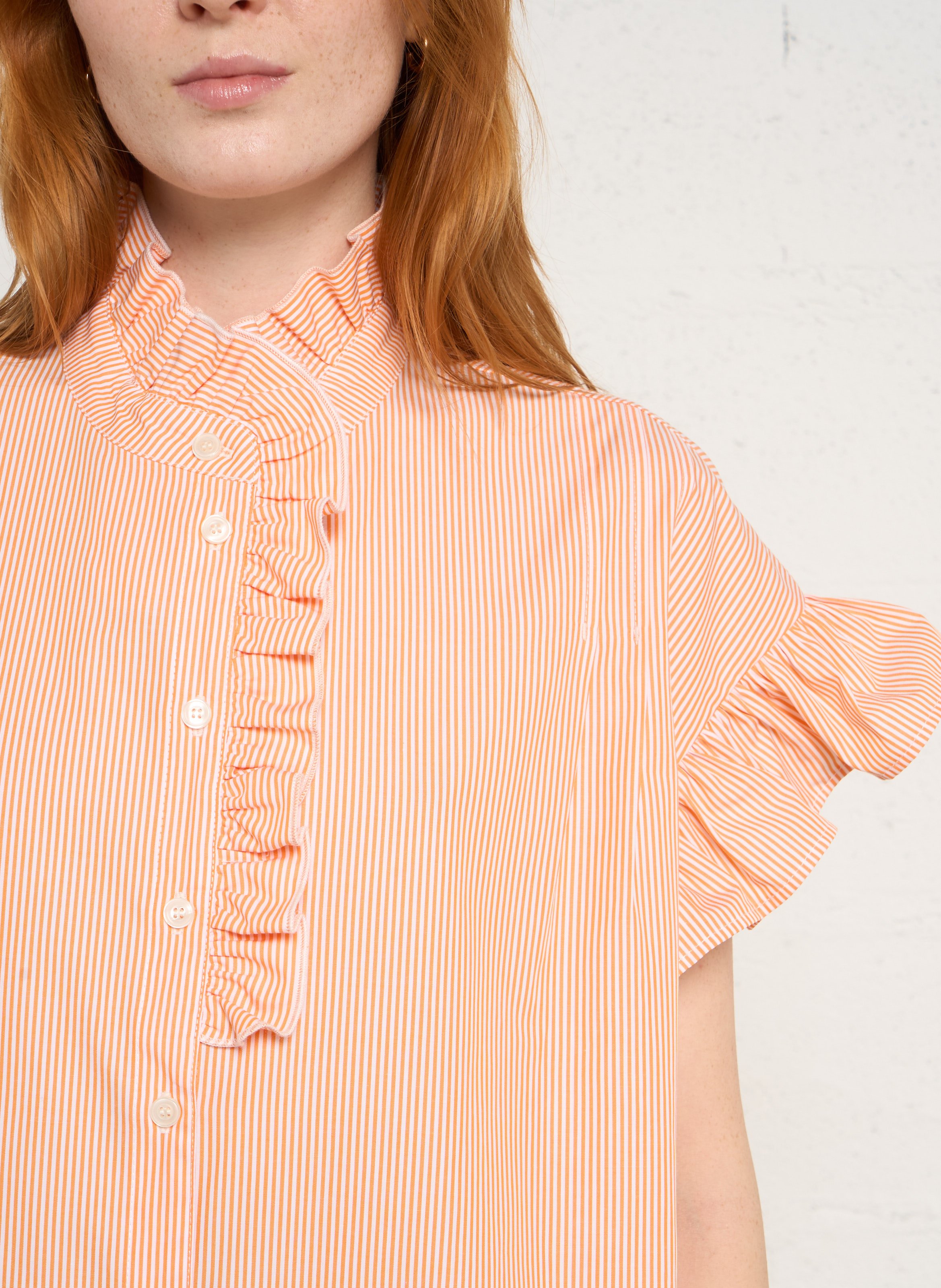 Oversized, gestreepte katoenen blouse SUZIE WINKLE Oranje