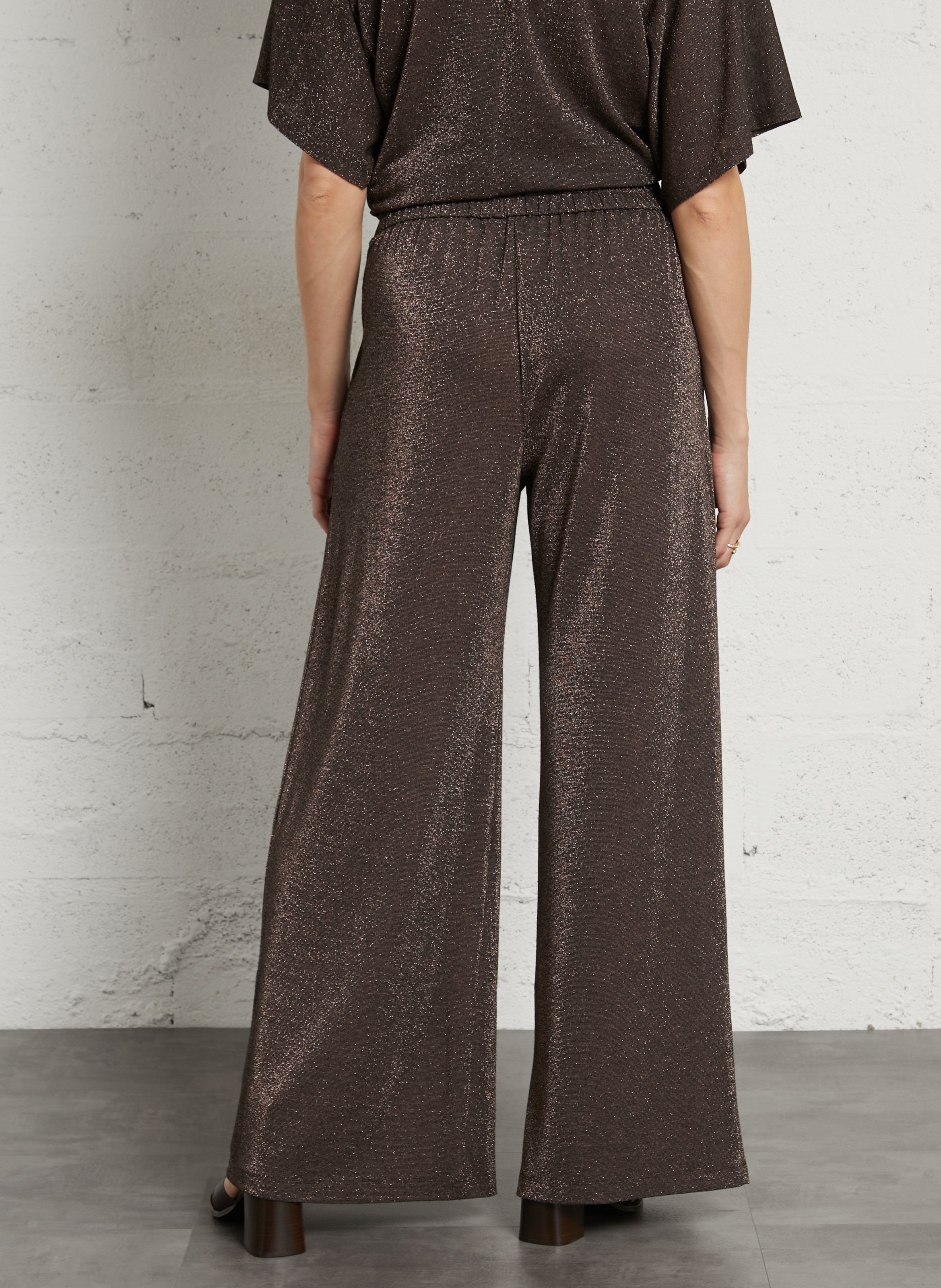 Pantalon large en maille  MOMONI Prune