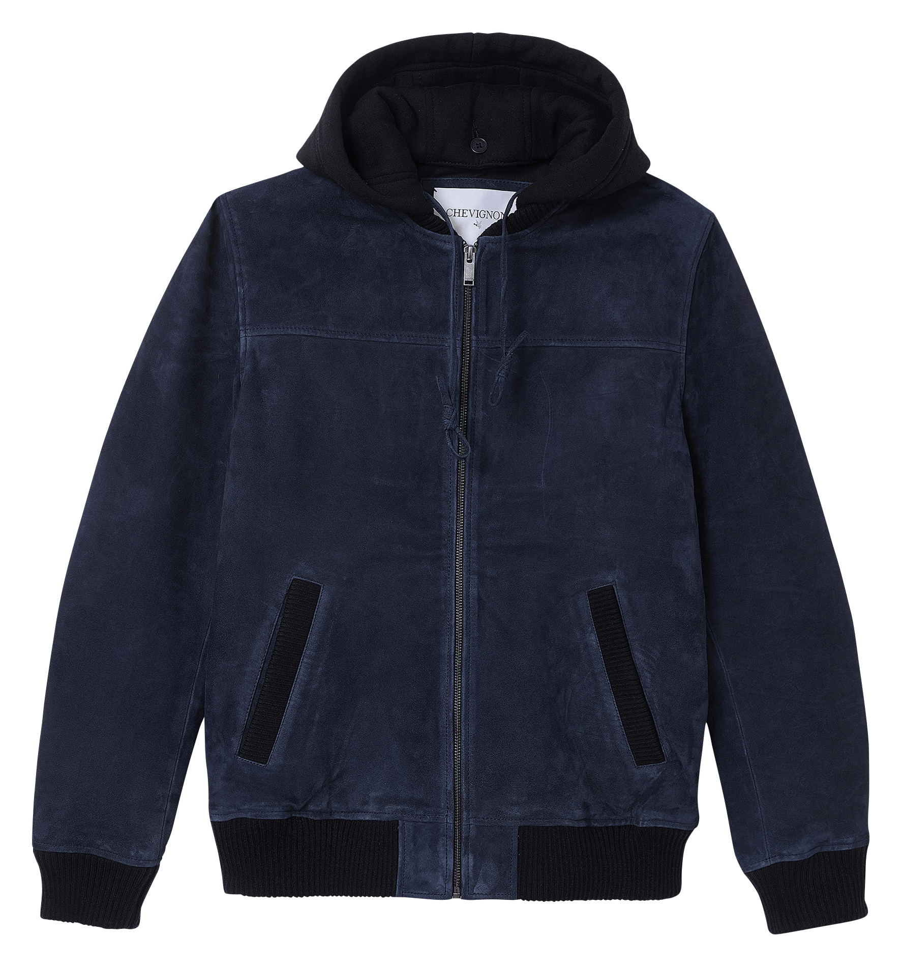 Veste col teddy en cuir CHEVIGNON Bleu