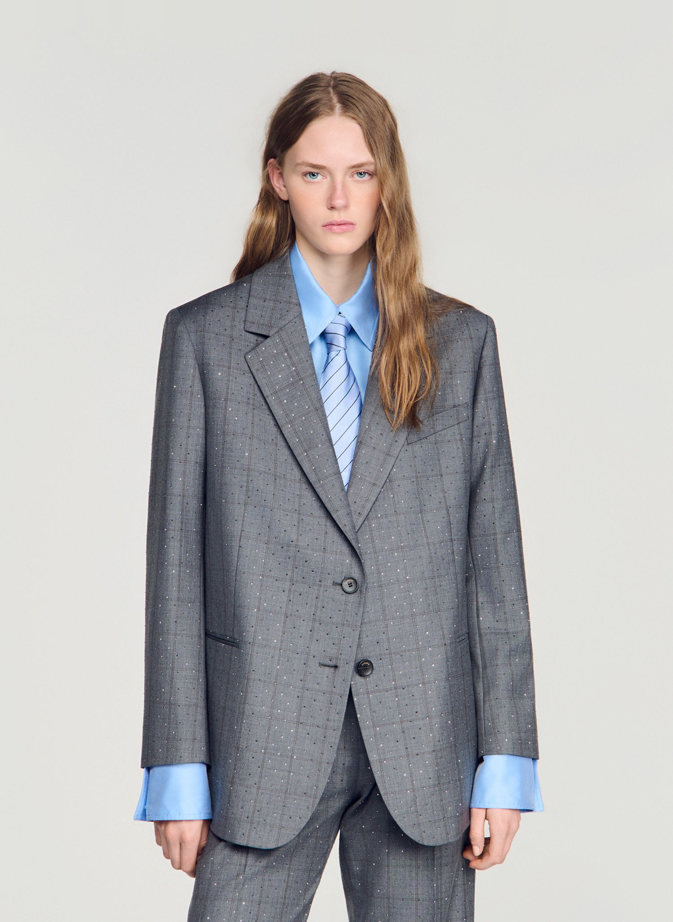 Oversized wollen blazer SANDRO Grijs