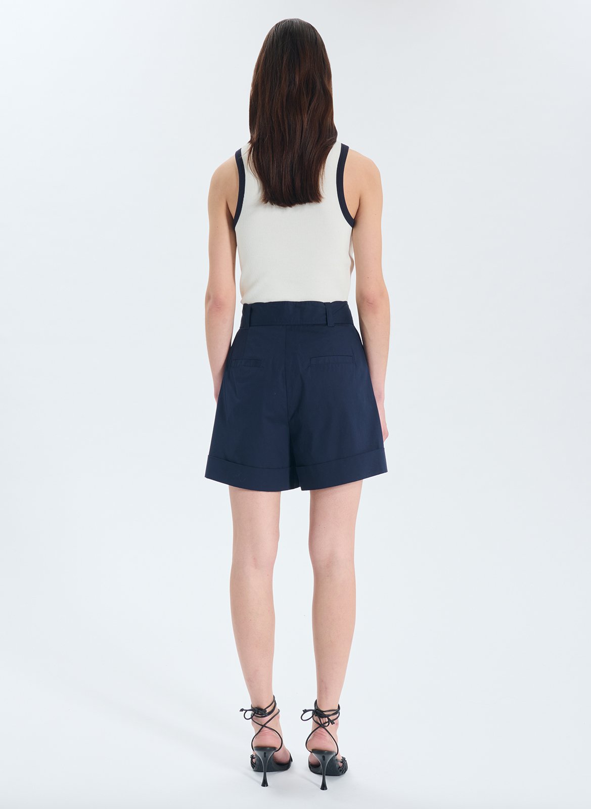 Wide-leg cotton-blend shorts ZAPA Blue