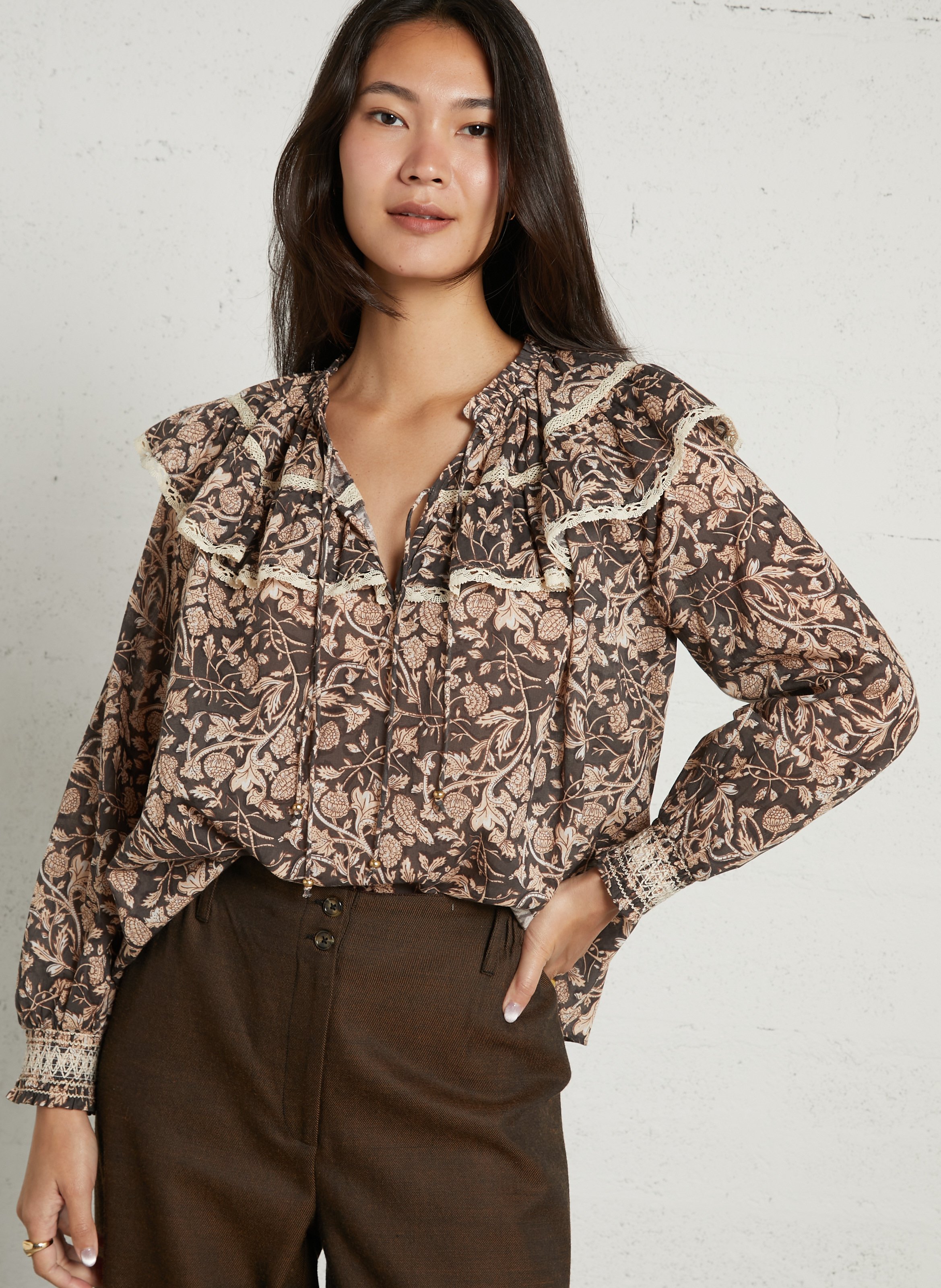 Blouse col rond en coton bio LOUISE MISHA Noir