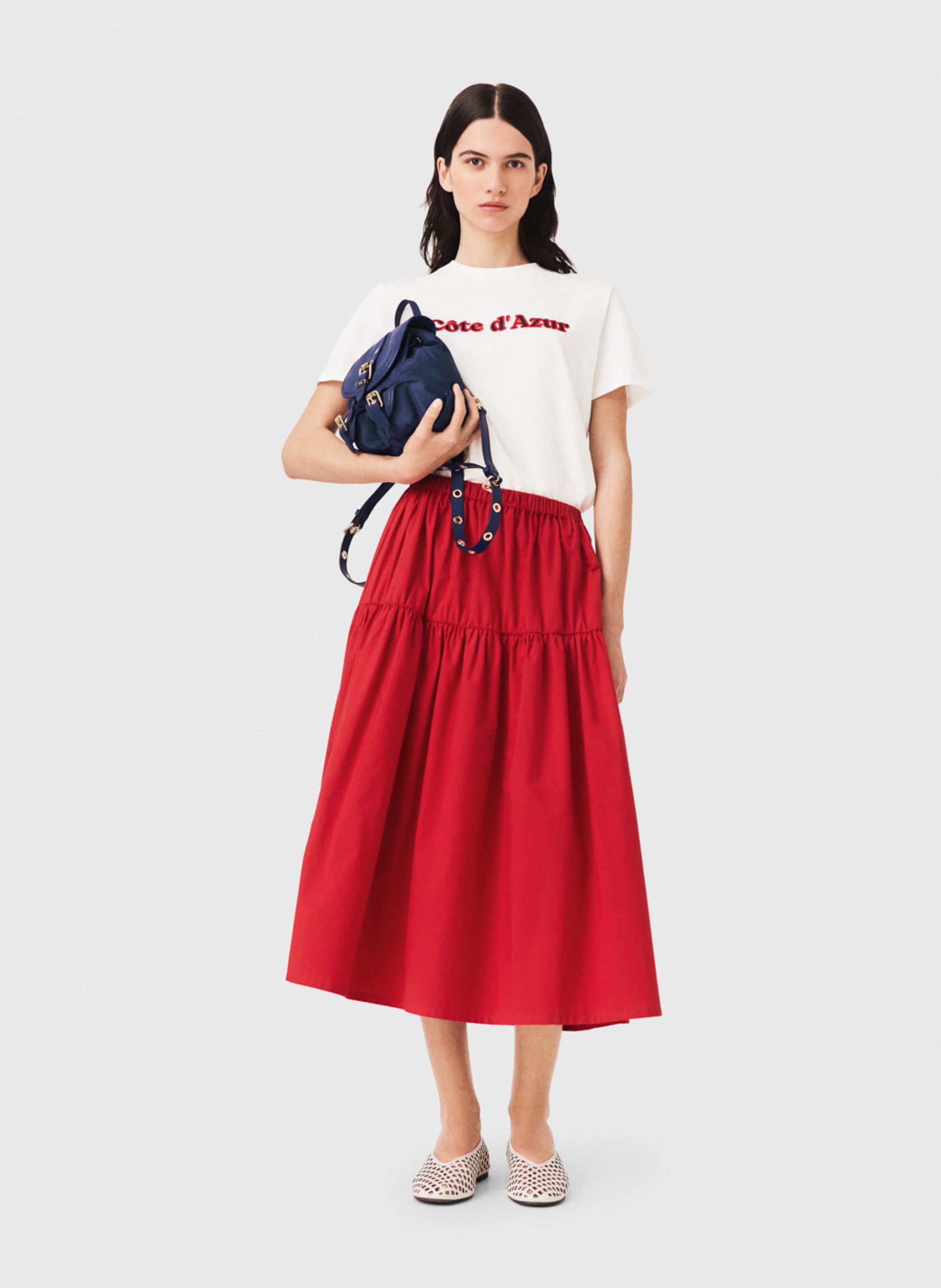 T-shirt droit en coton MAJE Blanc