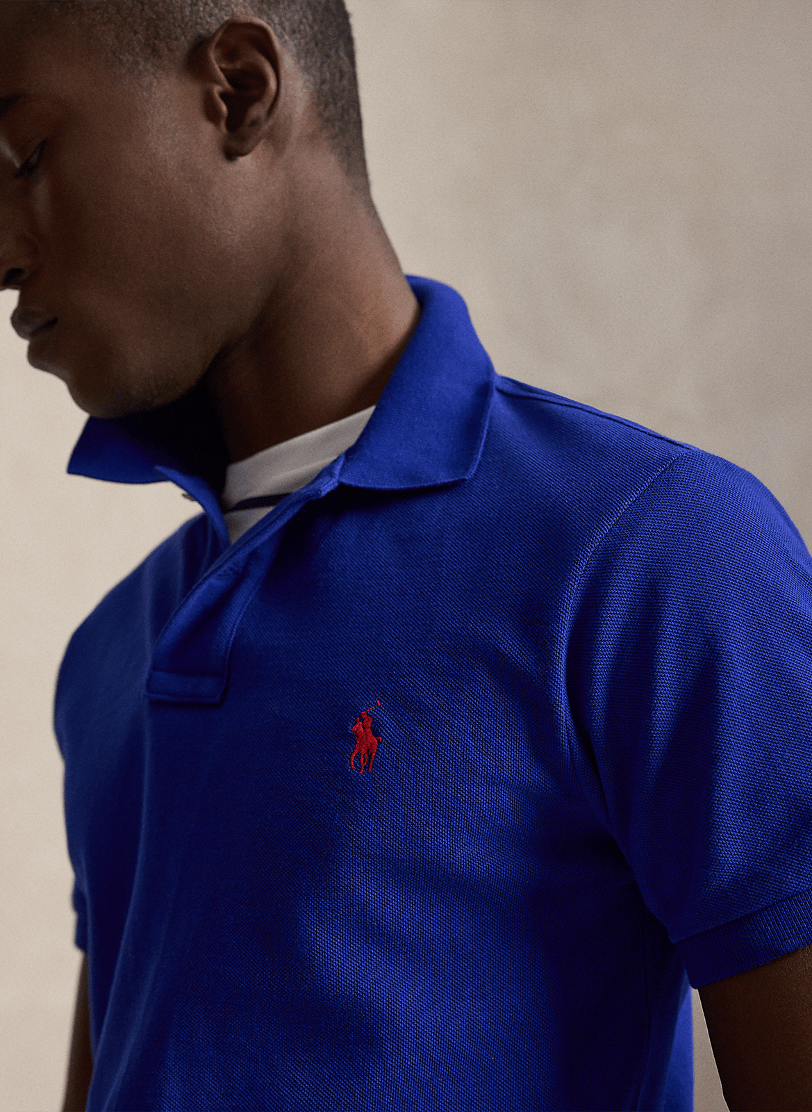 Slim-fit cotton piqué polo shirt POLO RALPH LAUREN Blue