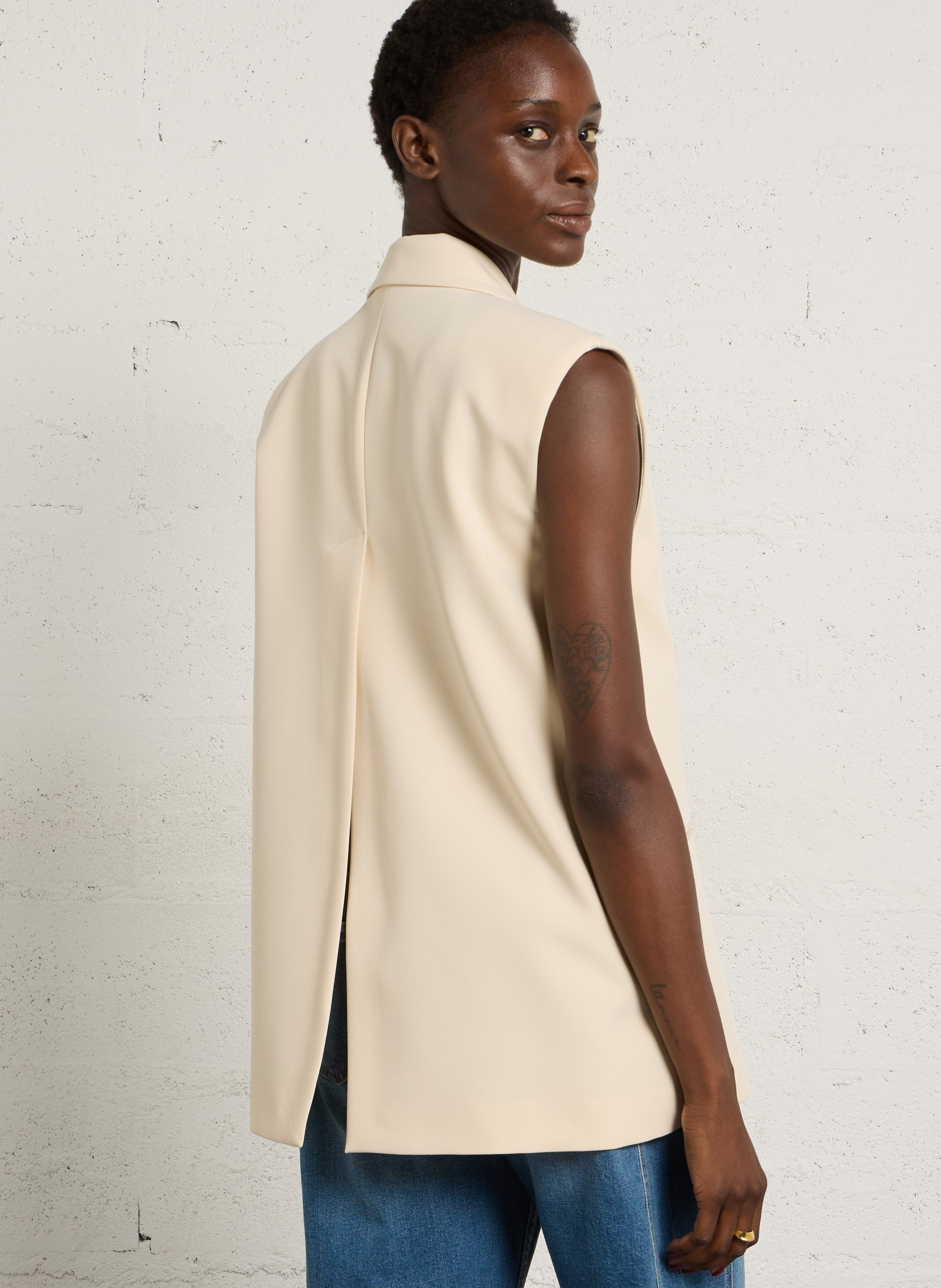 Cotton-blend cardigan with tailored collar IMPERIAL Beige