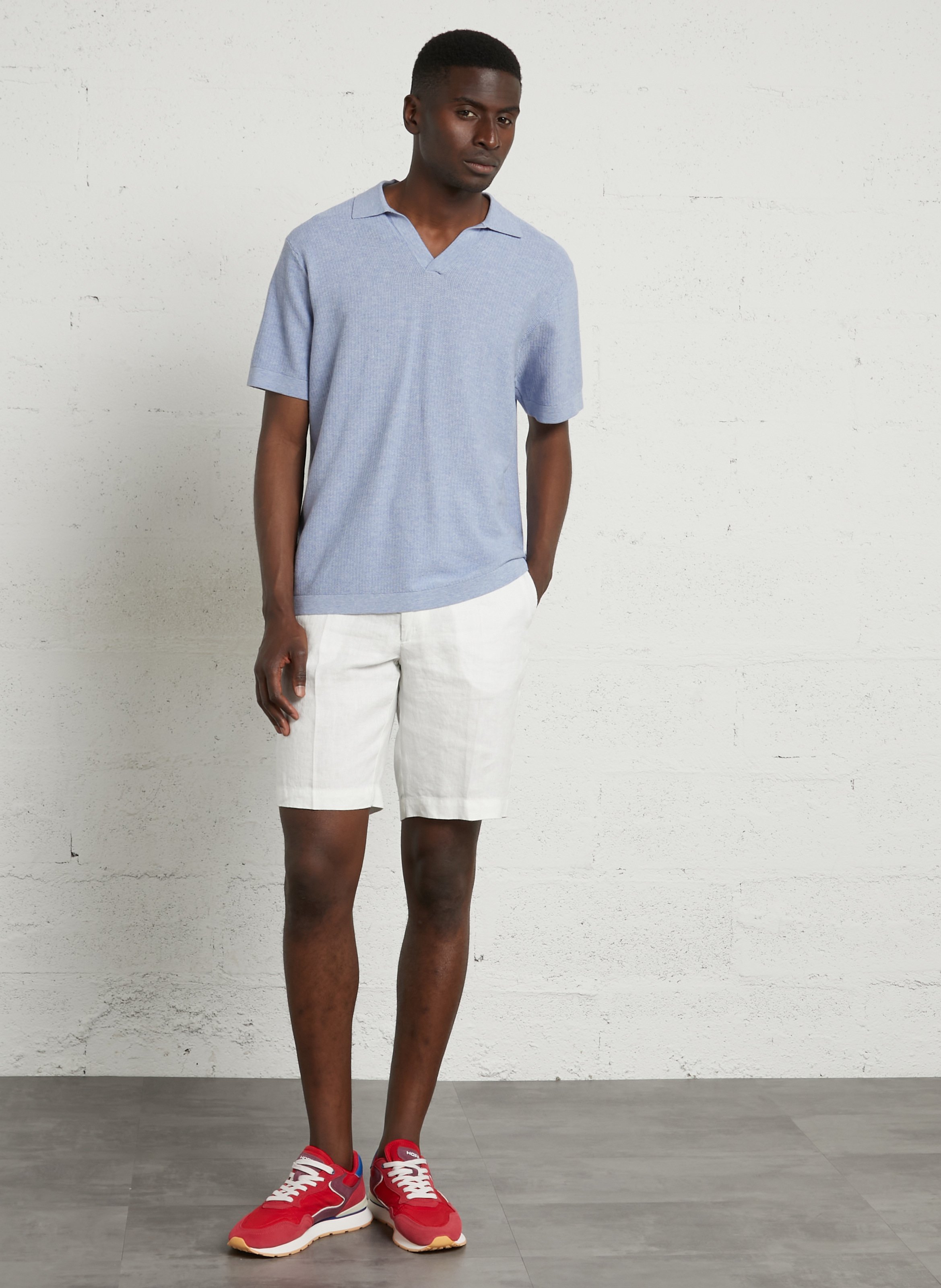 Short droit en lin HACKETT Blanc