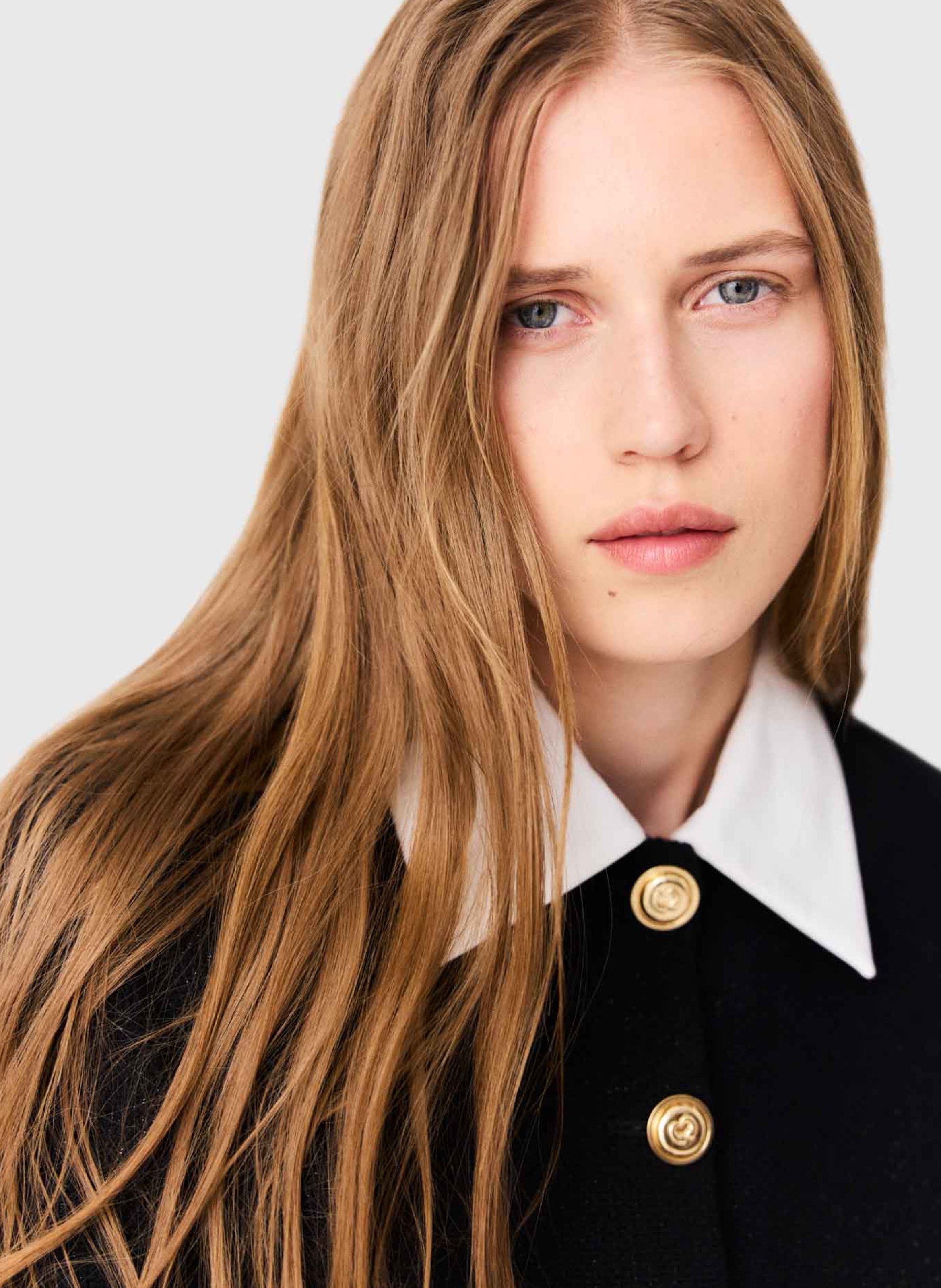 Fitted short jacket in blended cotton. MAJE Black