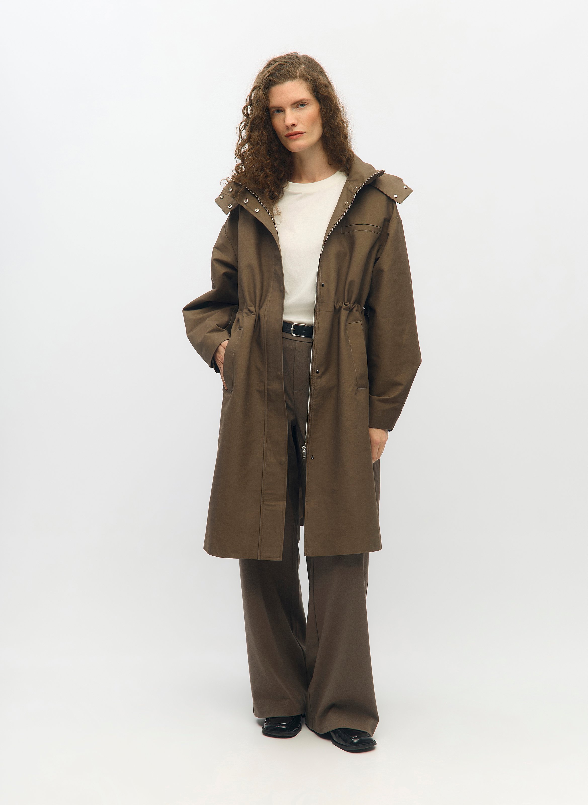 Manteau cintré en coton OBJECT Marron