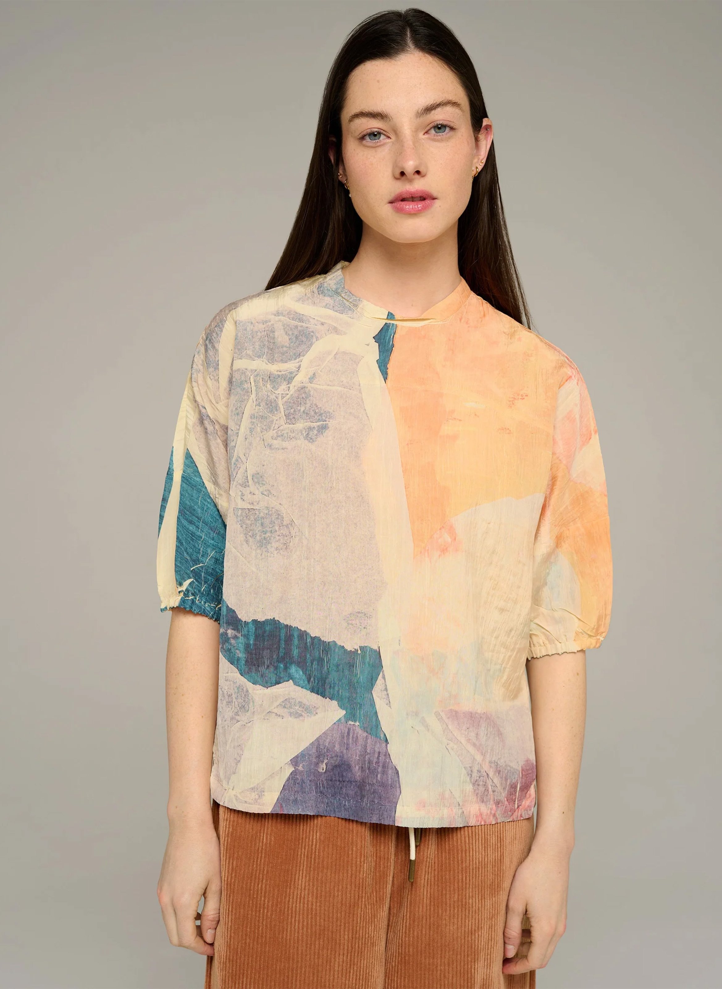 Blouse oversize col rond imprimée COTELAC ACOTE Multicolore