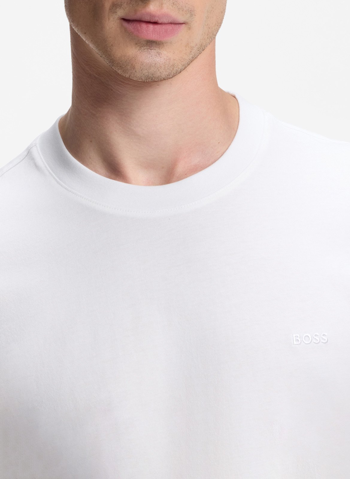 Tee-shirt col rond en coton BOSS Blanc