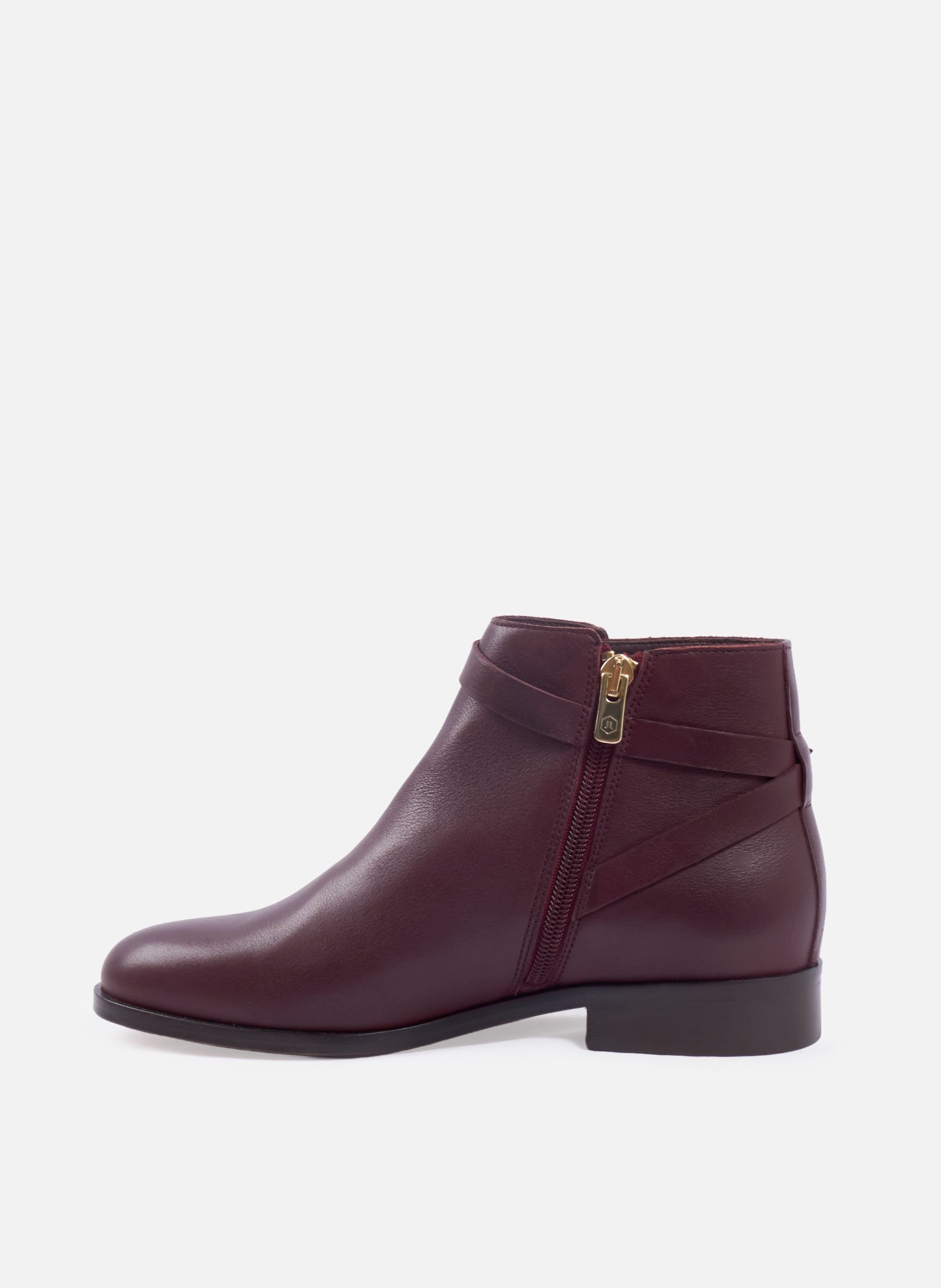 Flat leather riding Mid-calf boots JULES & JENN Red
