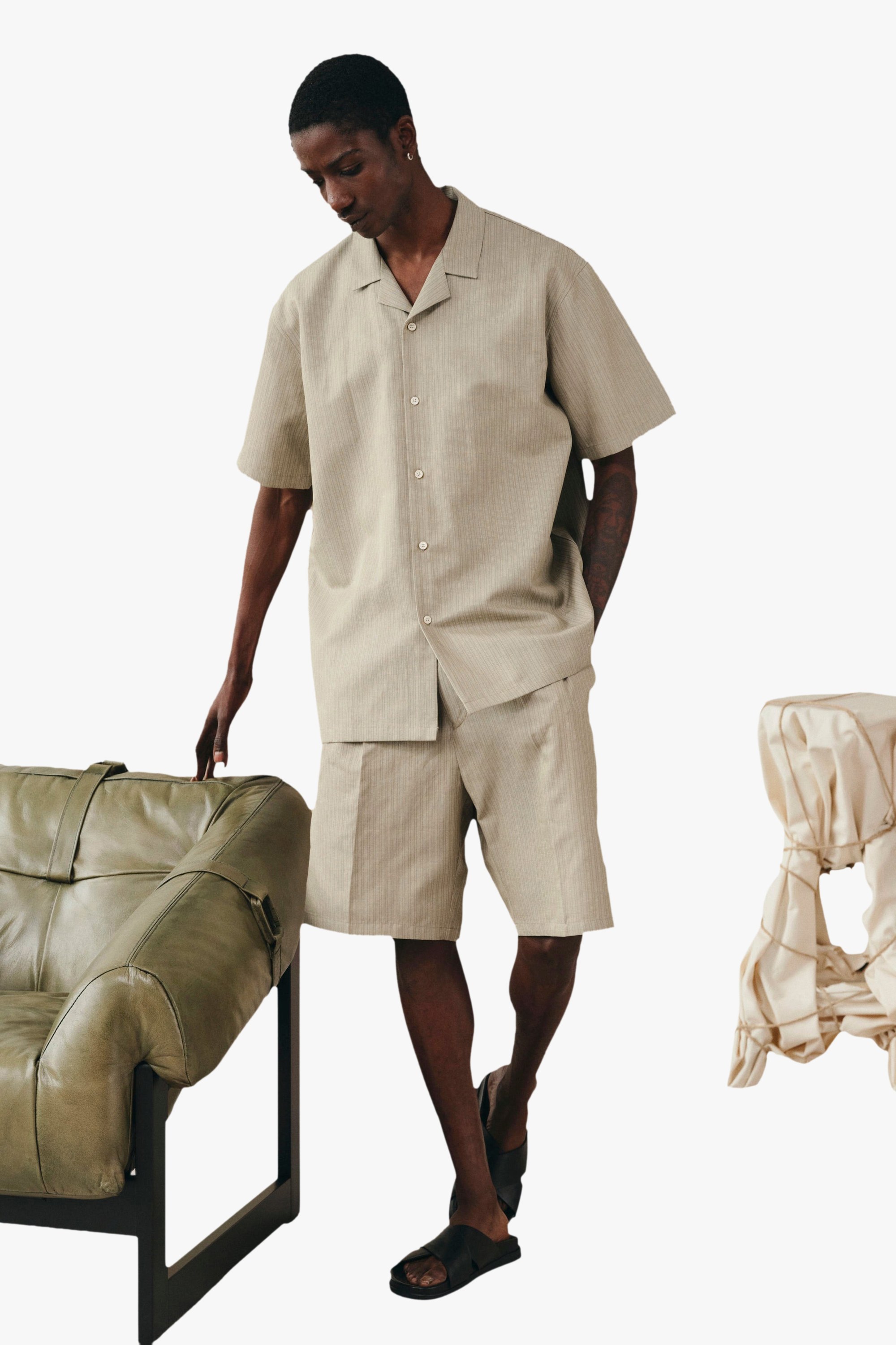Pleated Como shorts Noyoco Beige
