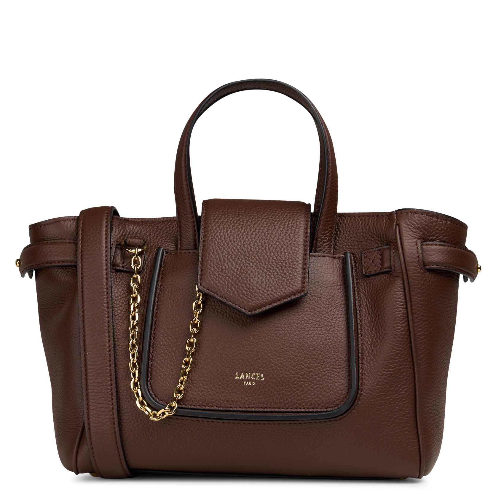 Leather handbag LANCEL Brown