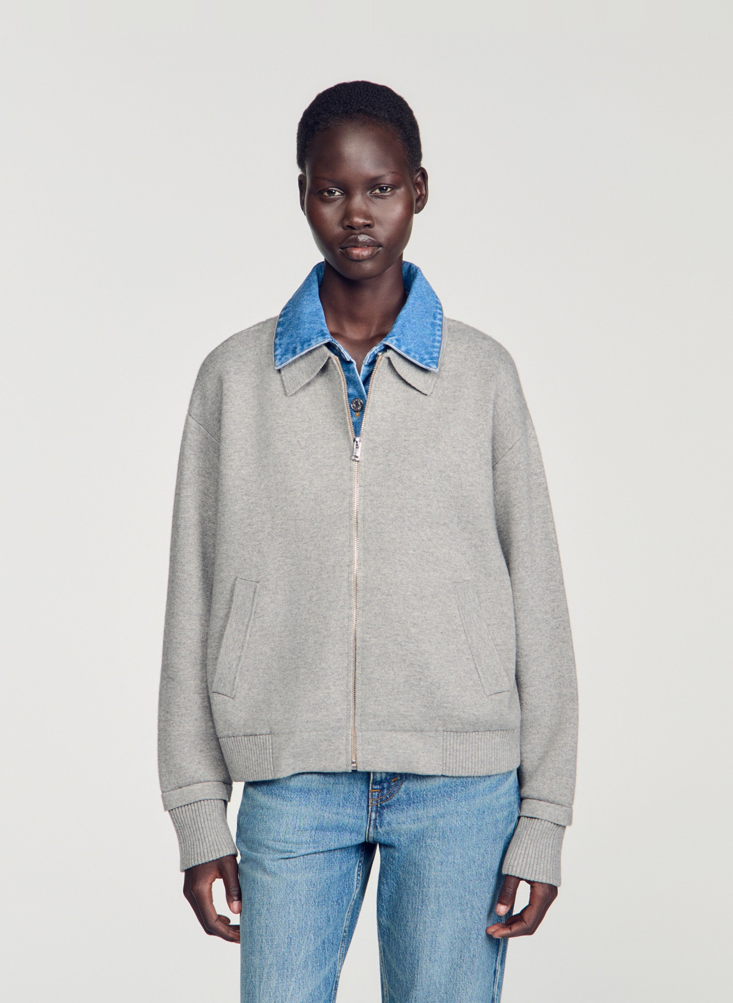 Oversized hybride sweater SANDRO Grijs