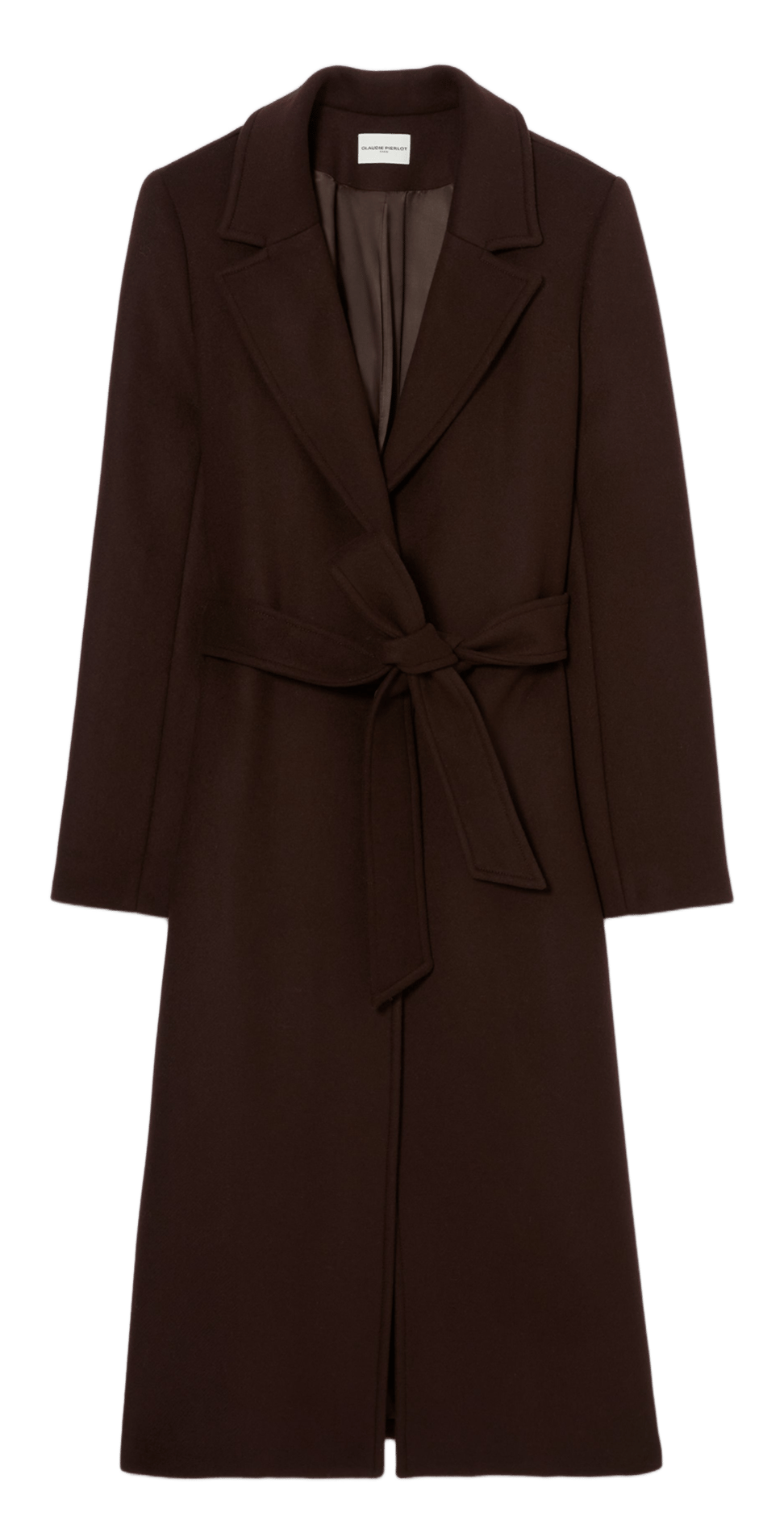Manteau long ceinturée en laine mélangée CLAUDIE PIERLOT Marron