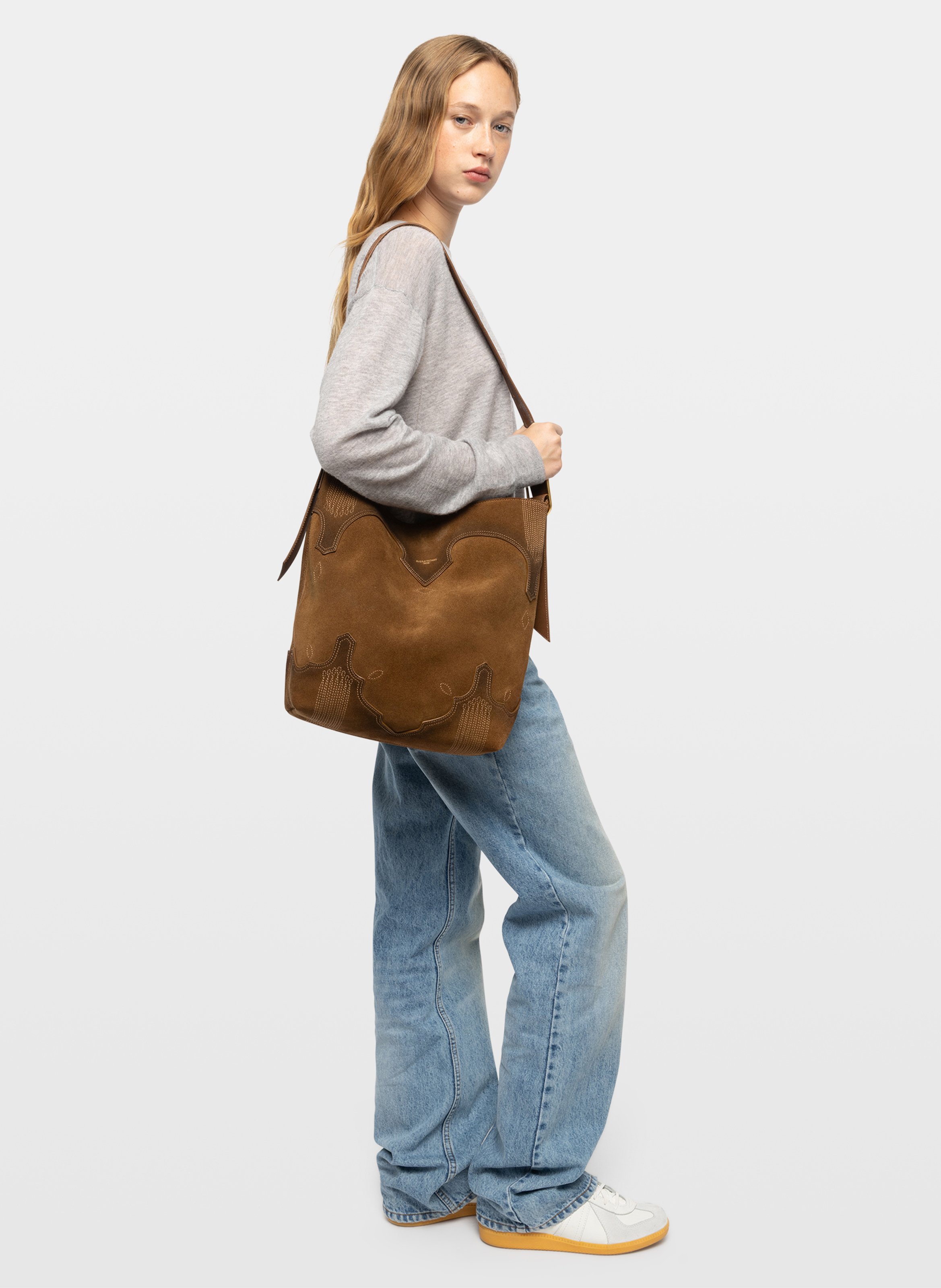 Sac hobo en suède western ZADIG&VOLTAIRE Marron