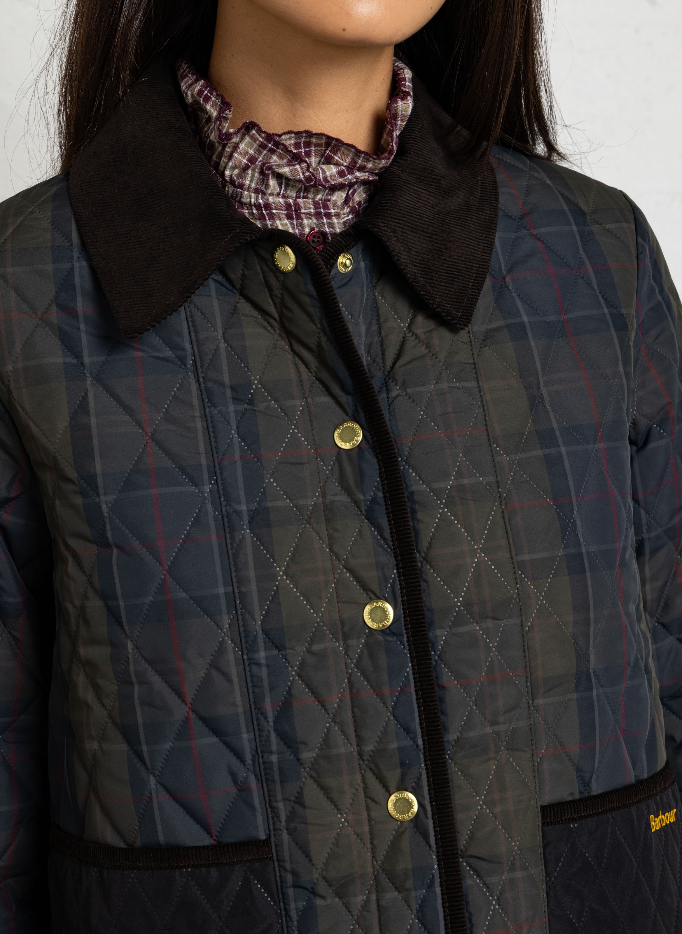 Oversized jacket with classic collar in velvet BARBOUR Green