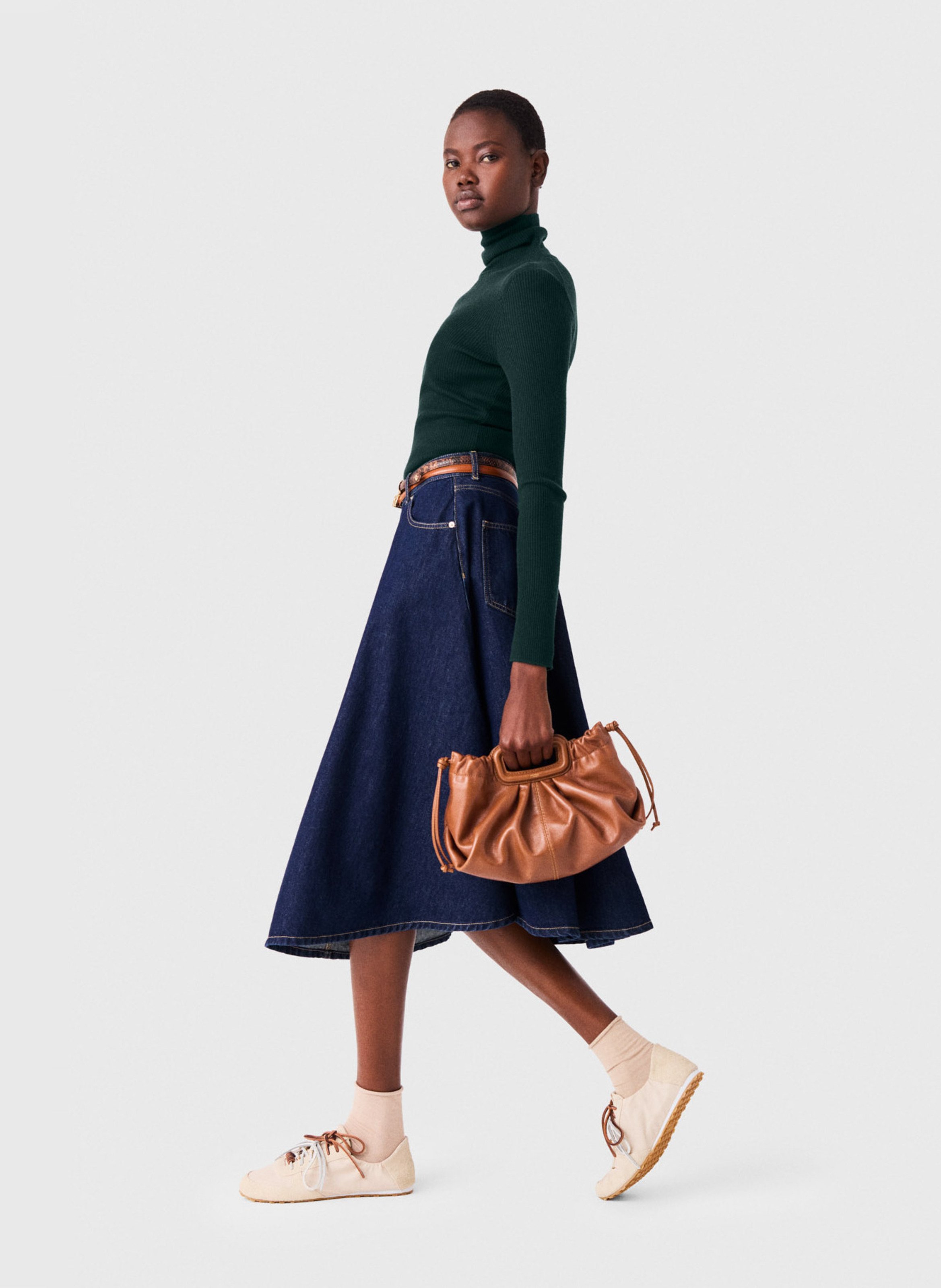 Fitted wool and silk sweater MAJE Green