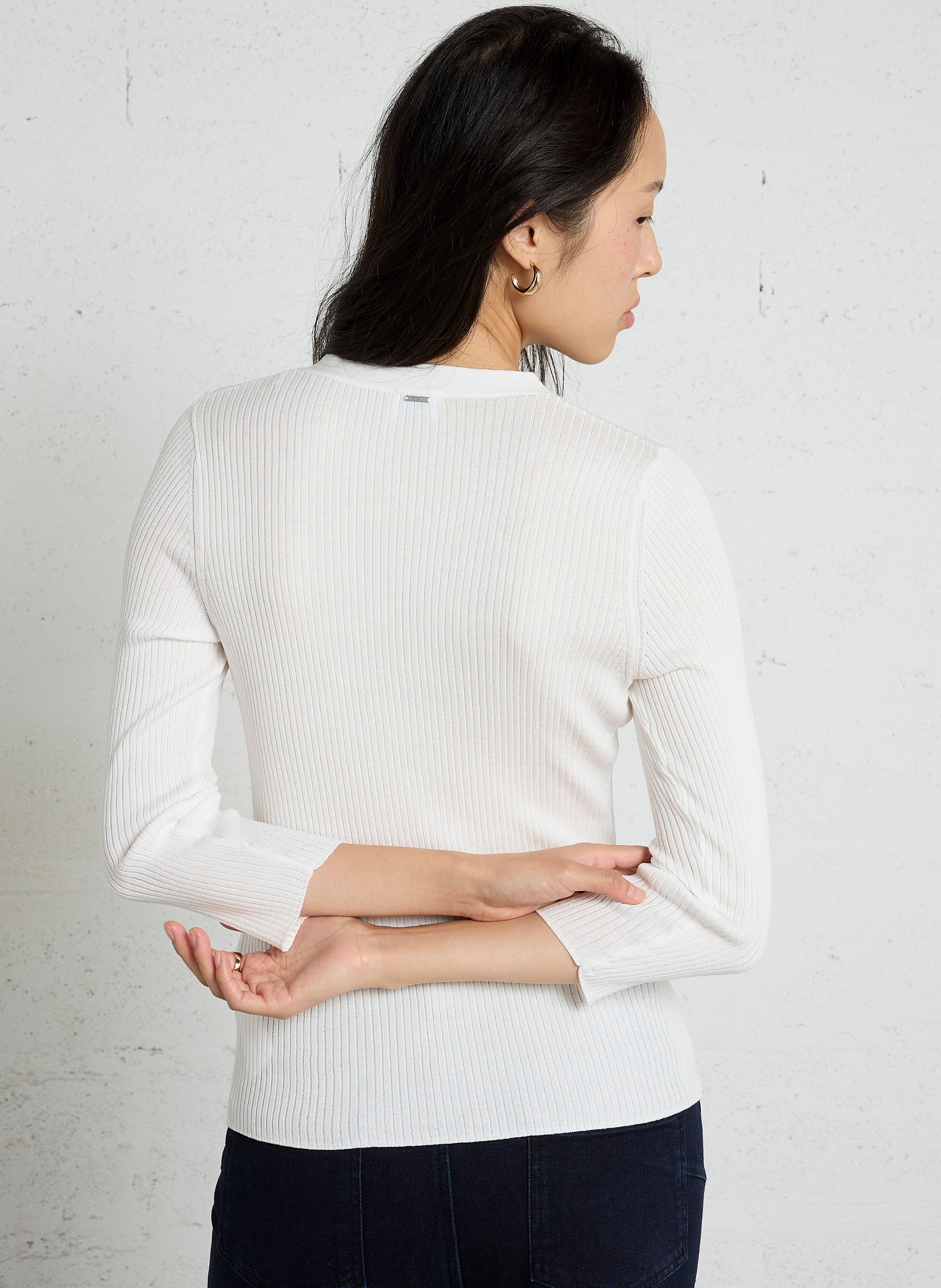 V-Ausschnitt Strickjacke mit Knöpfen IKKS Weiss