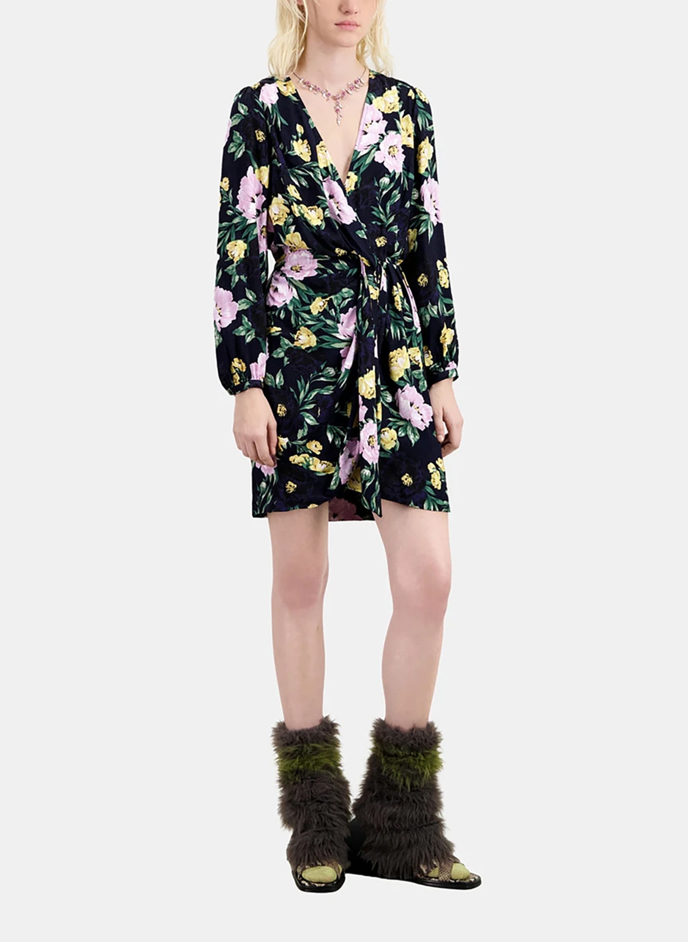 Robe courte col V imprimée THE KOOPLES Multicolore