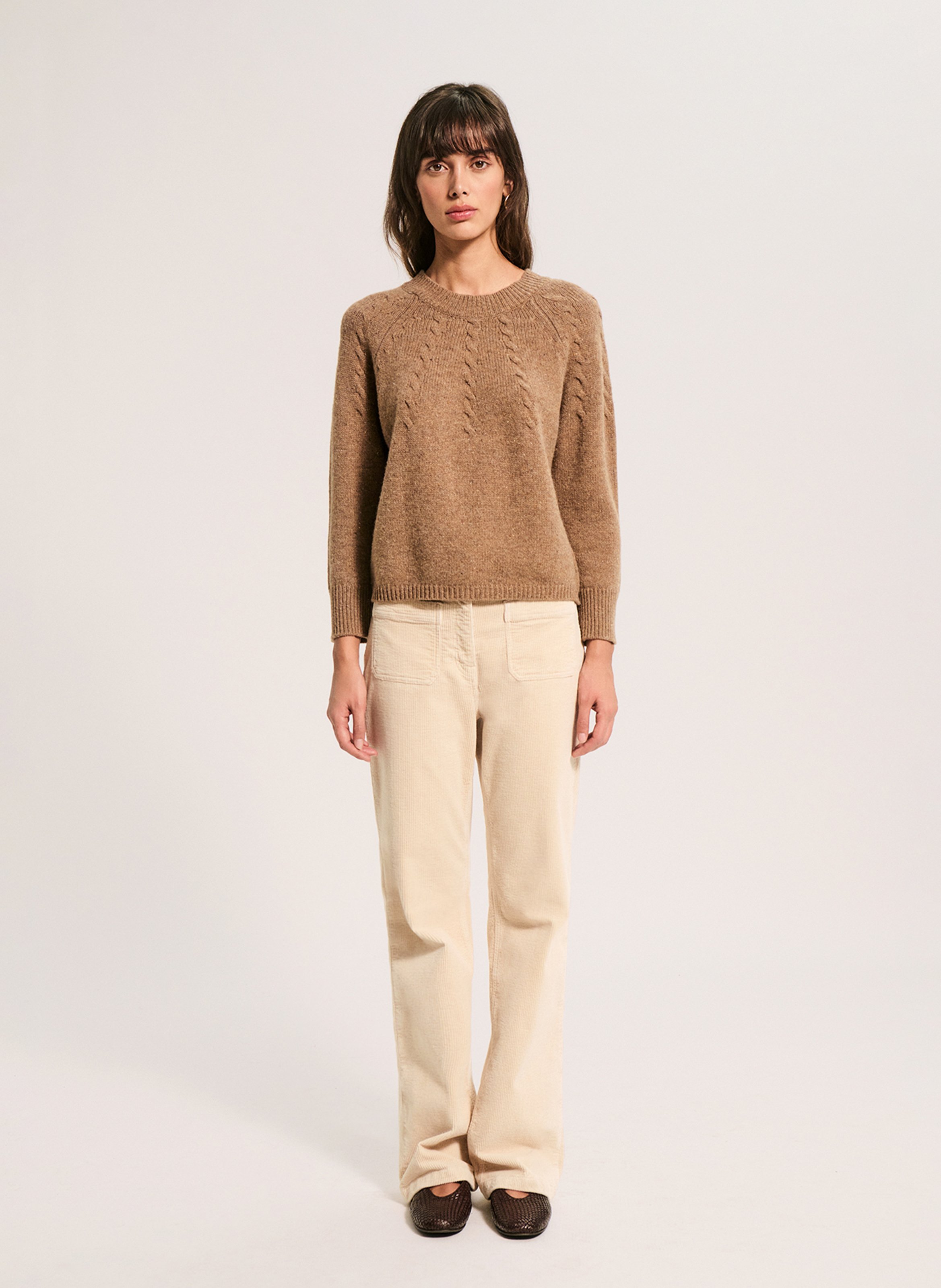 Gerade geschnittener Wollpullover PABLO Braun