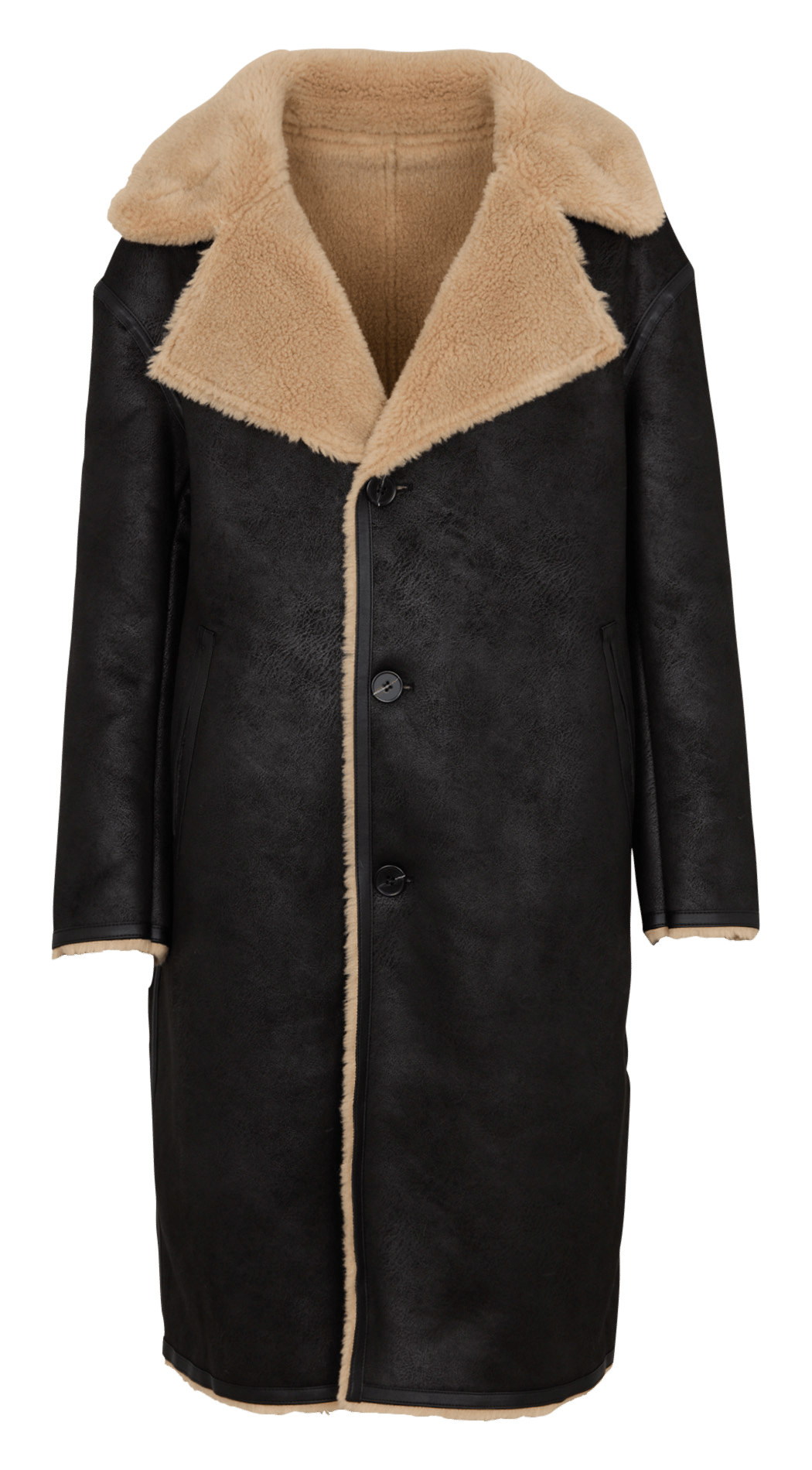 Manteau col tailleur effet peau lainée LE TEMPS DES CERISES Noir