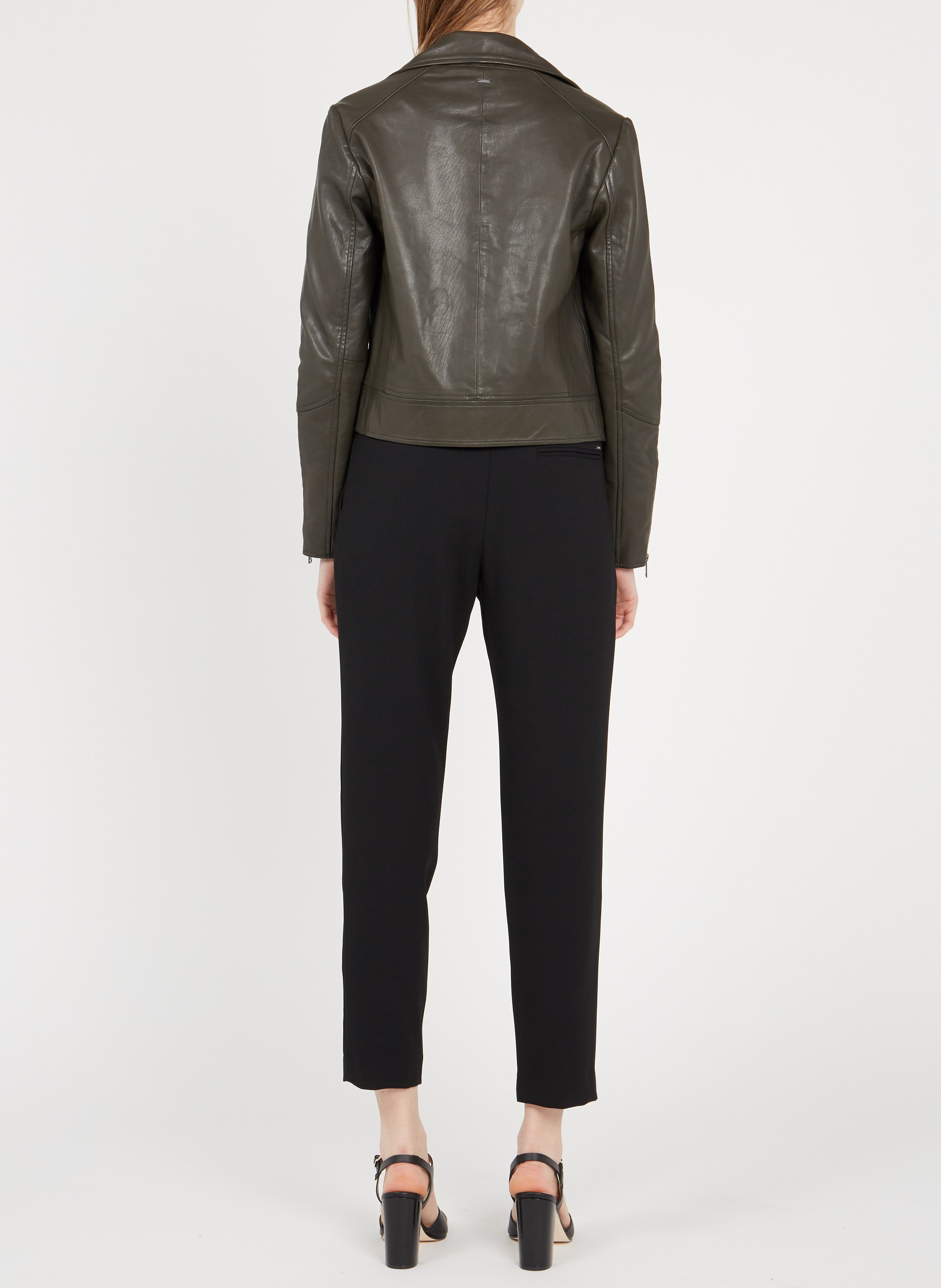 Pantalon carotte taille haute en crêpe IKKS Noir