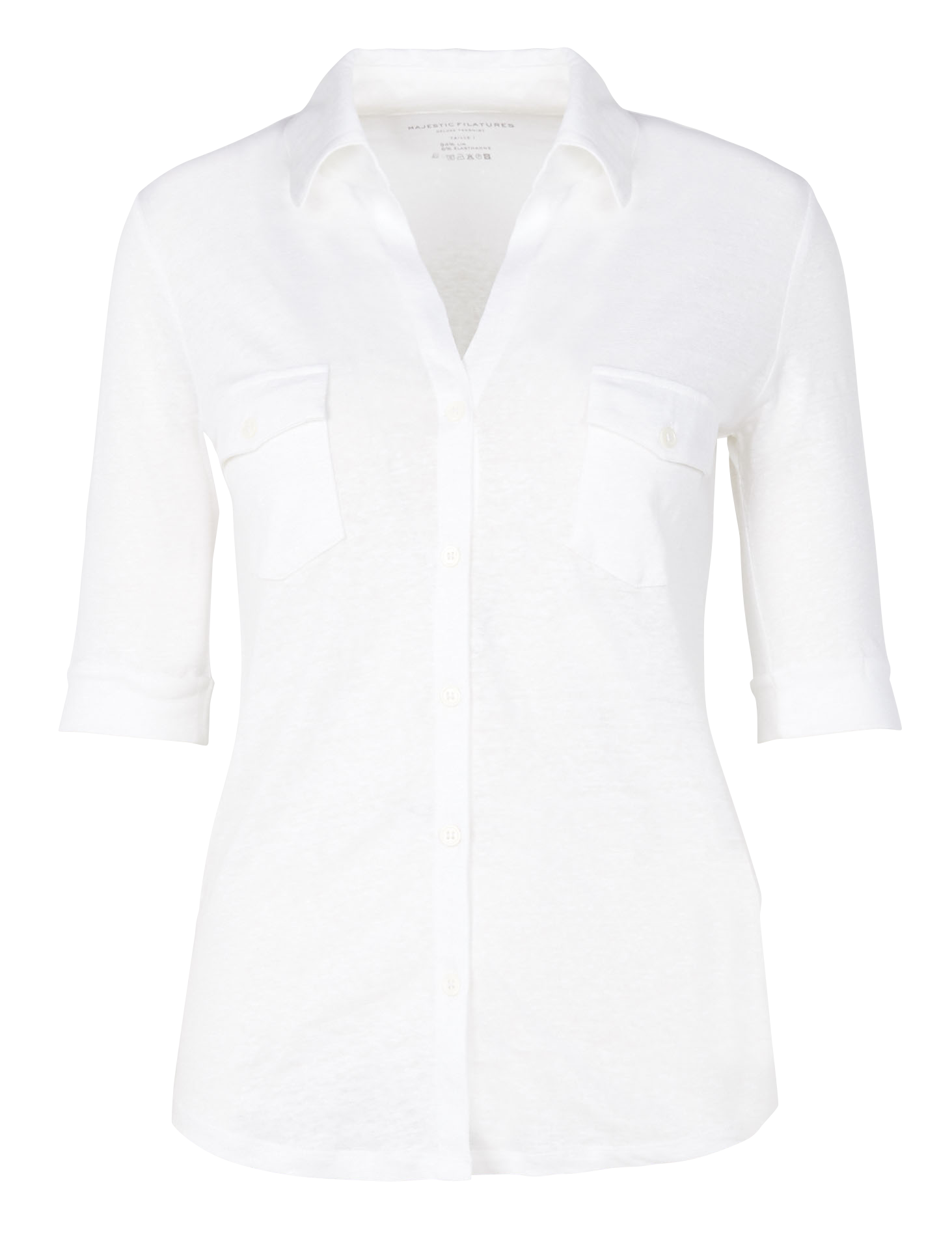 Linen-blend shirt with classic collar MAJESTIC FILATURES White