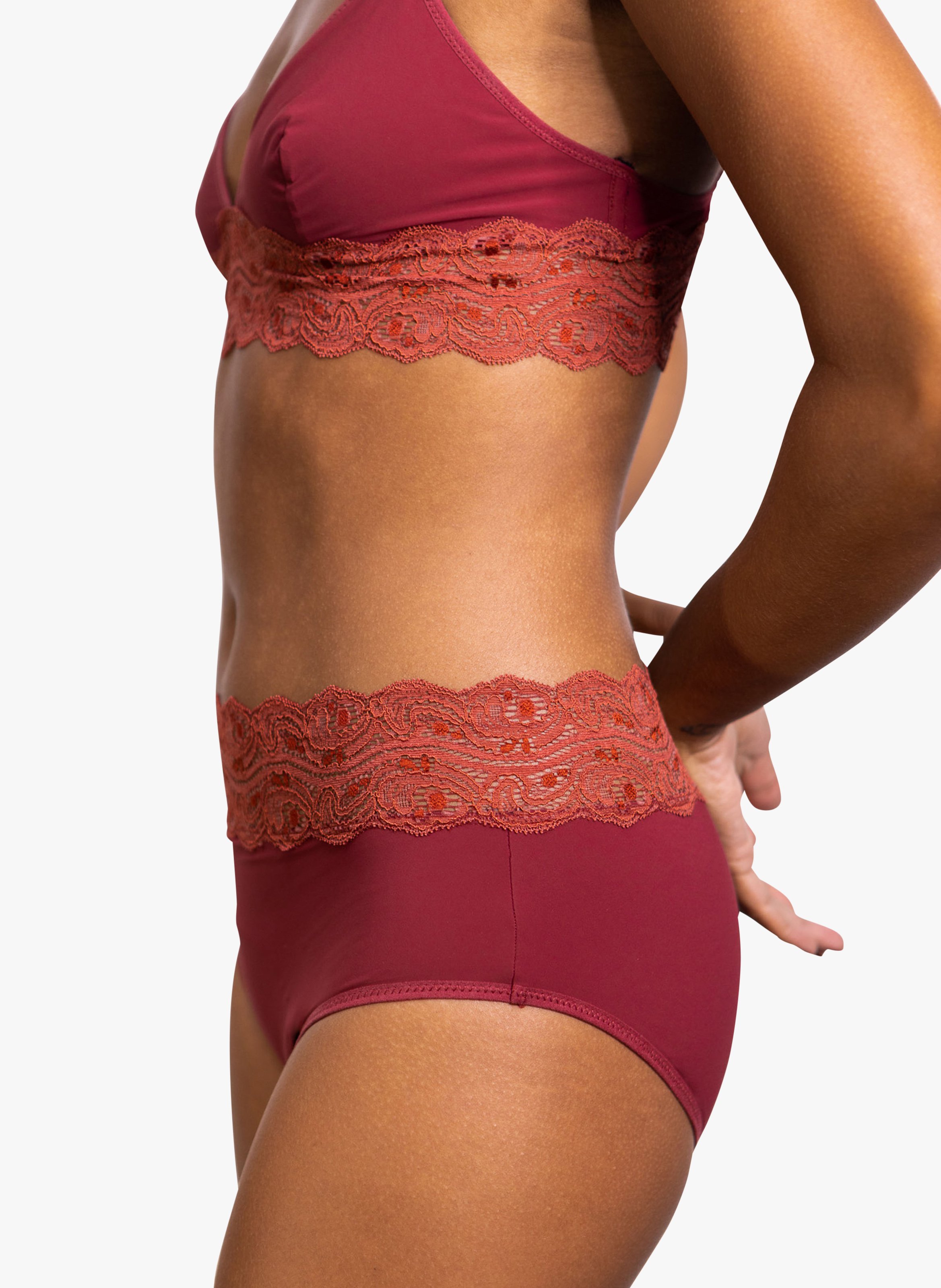 Perioden-Slip aus Spitze - Starke Blutung Rot