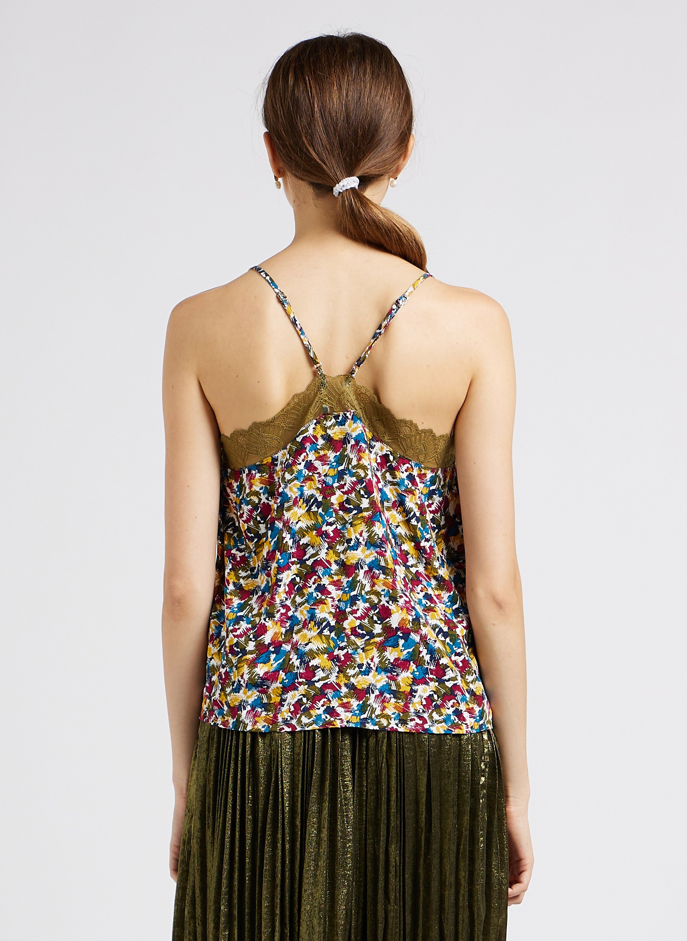 Top met print en V-hals VILA Grijs