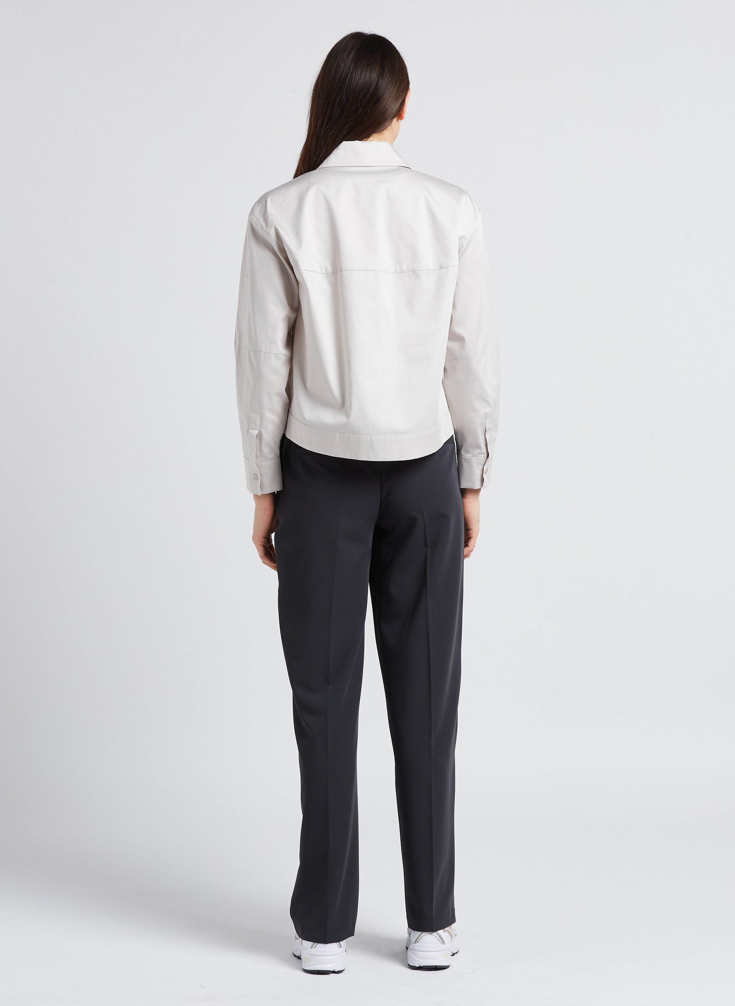 Cropped satin-effect cotton shirt MAX MARA LEISURE Grey