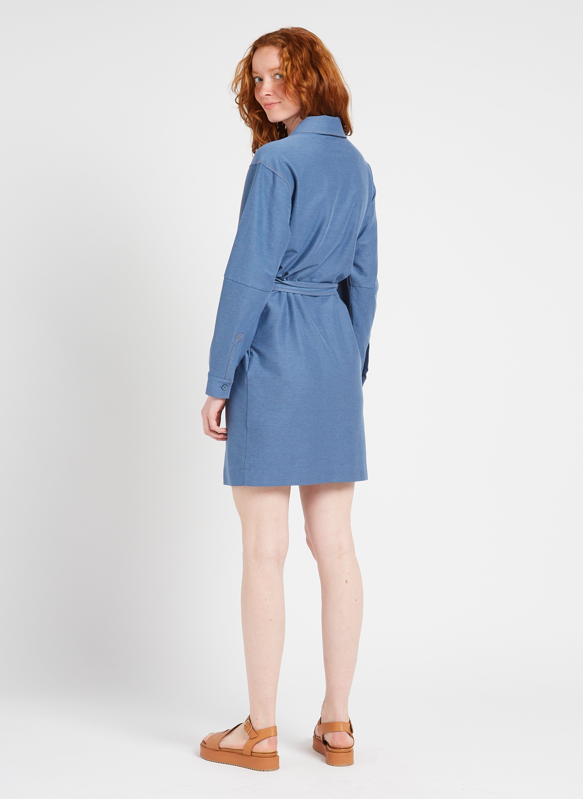 Short denim effect dress in cotton blend MAX MARA LEISURE Grey