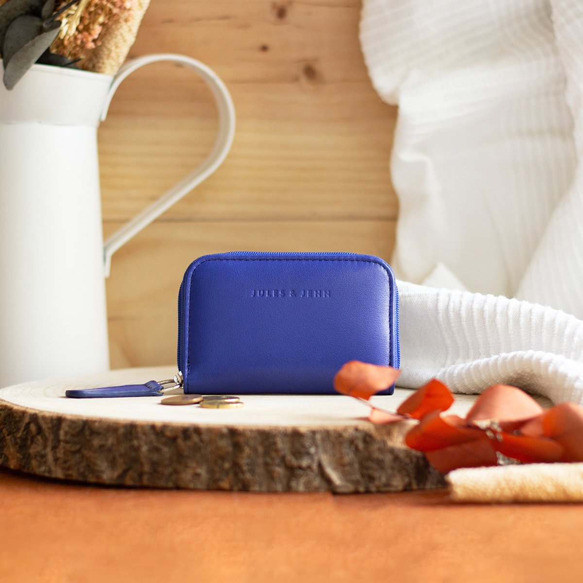 Smooth leather coin purse JULES & JENN Blue