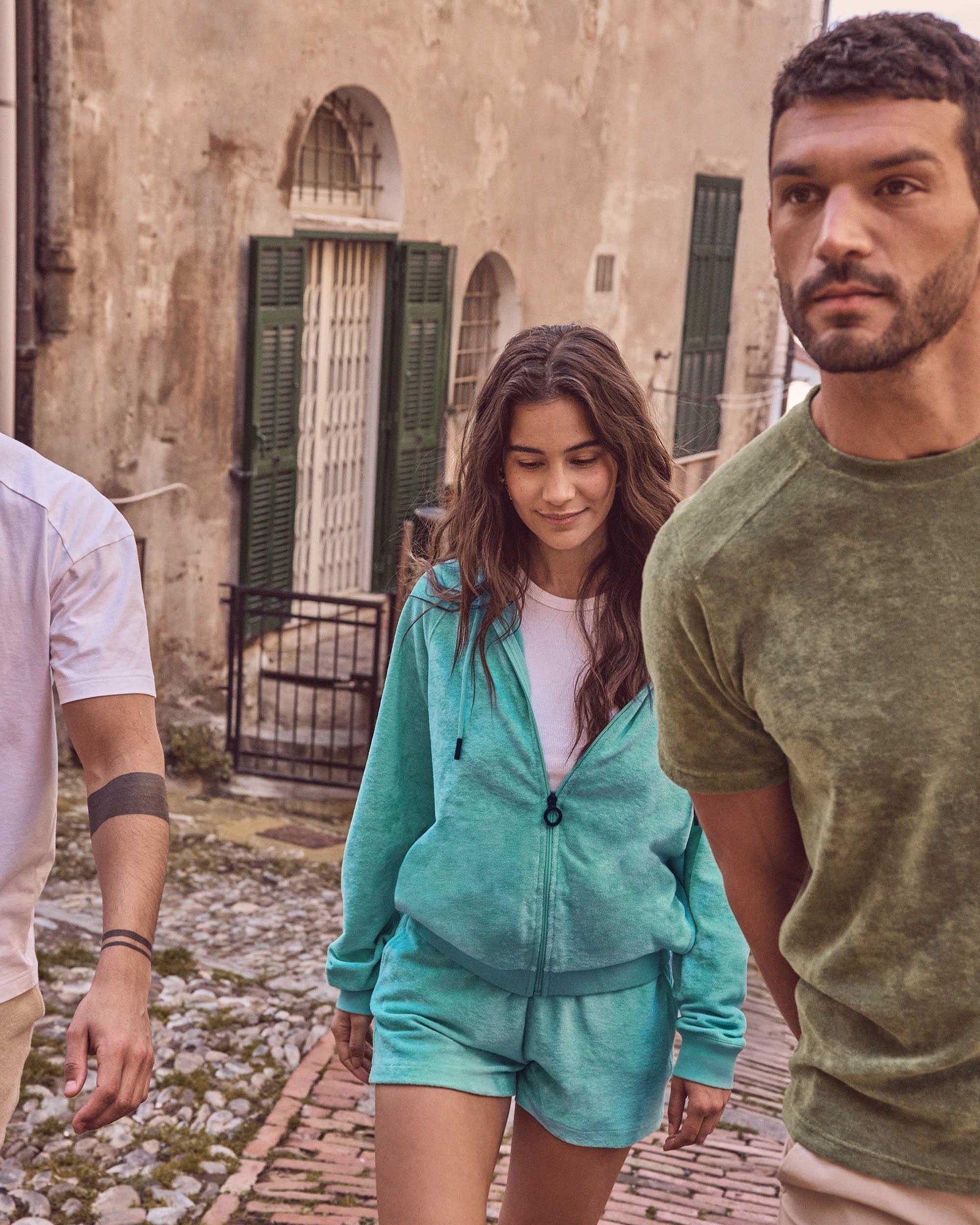 Anemone zip-up terry jacket JOTT Green