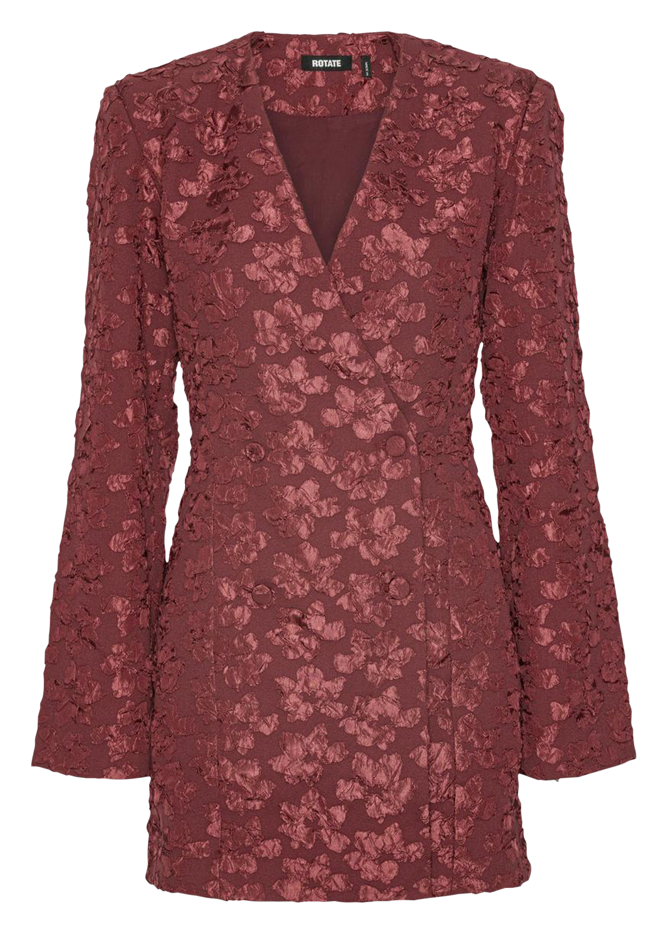 Short jacquard dress with V-neck ROTATE Brown