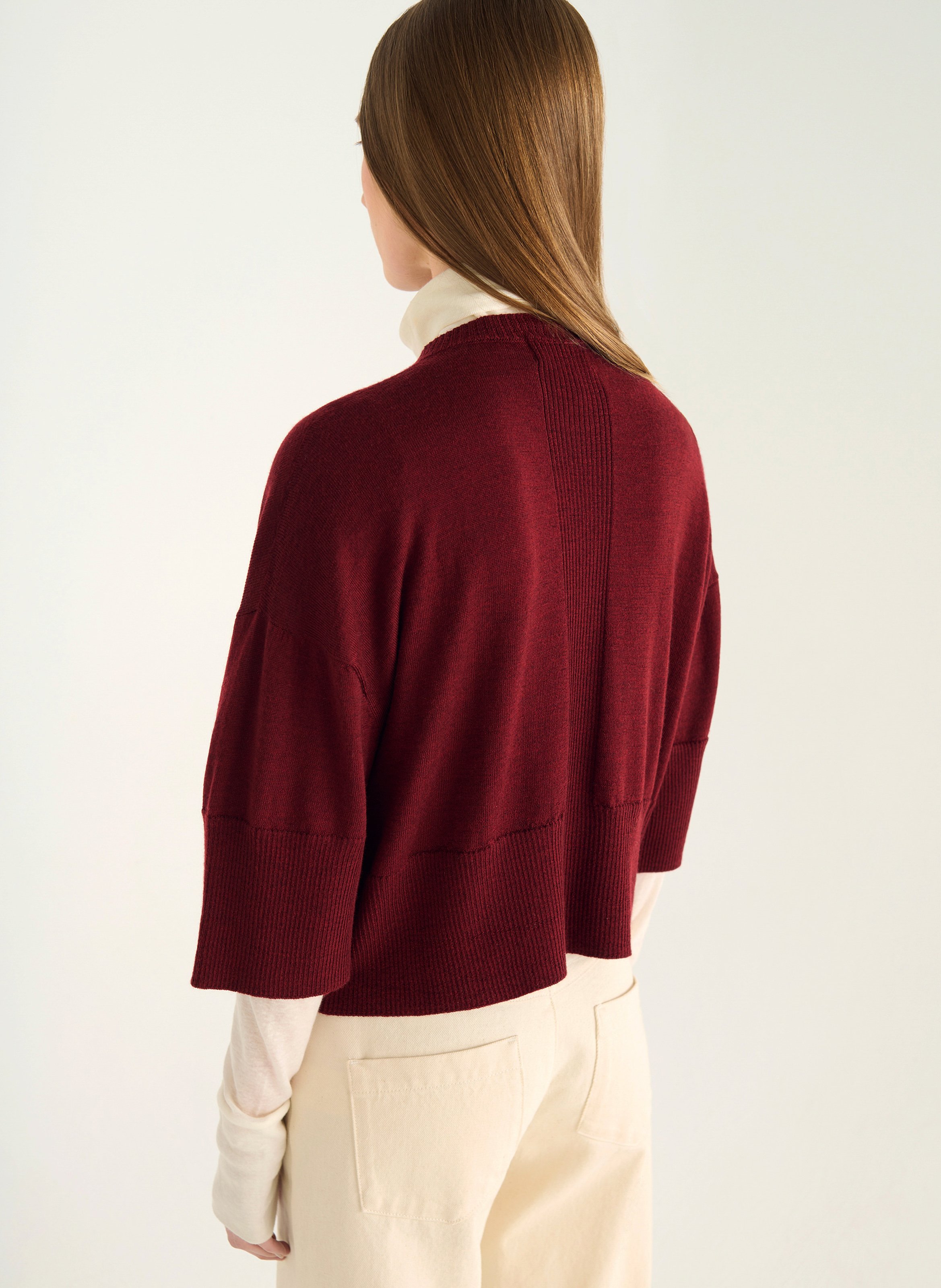 Strickjacke aus Wolle mit Rundhalsausschnitt ACOTE Violett