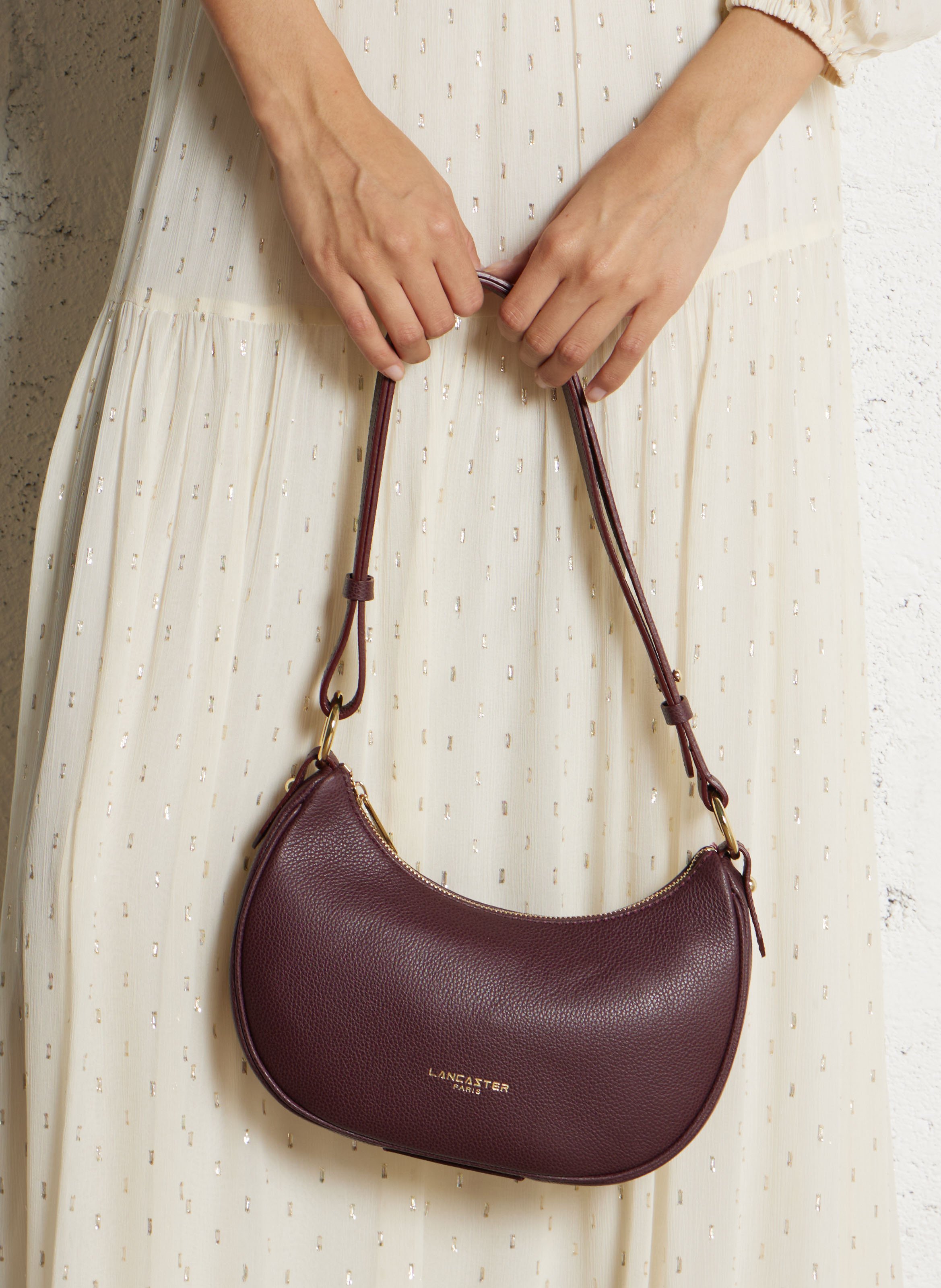 Leren schoudertas LANCASTER PARIS Rood