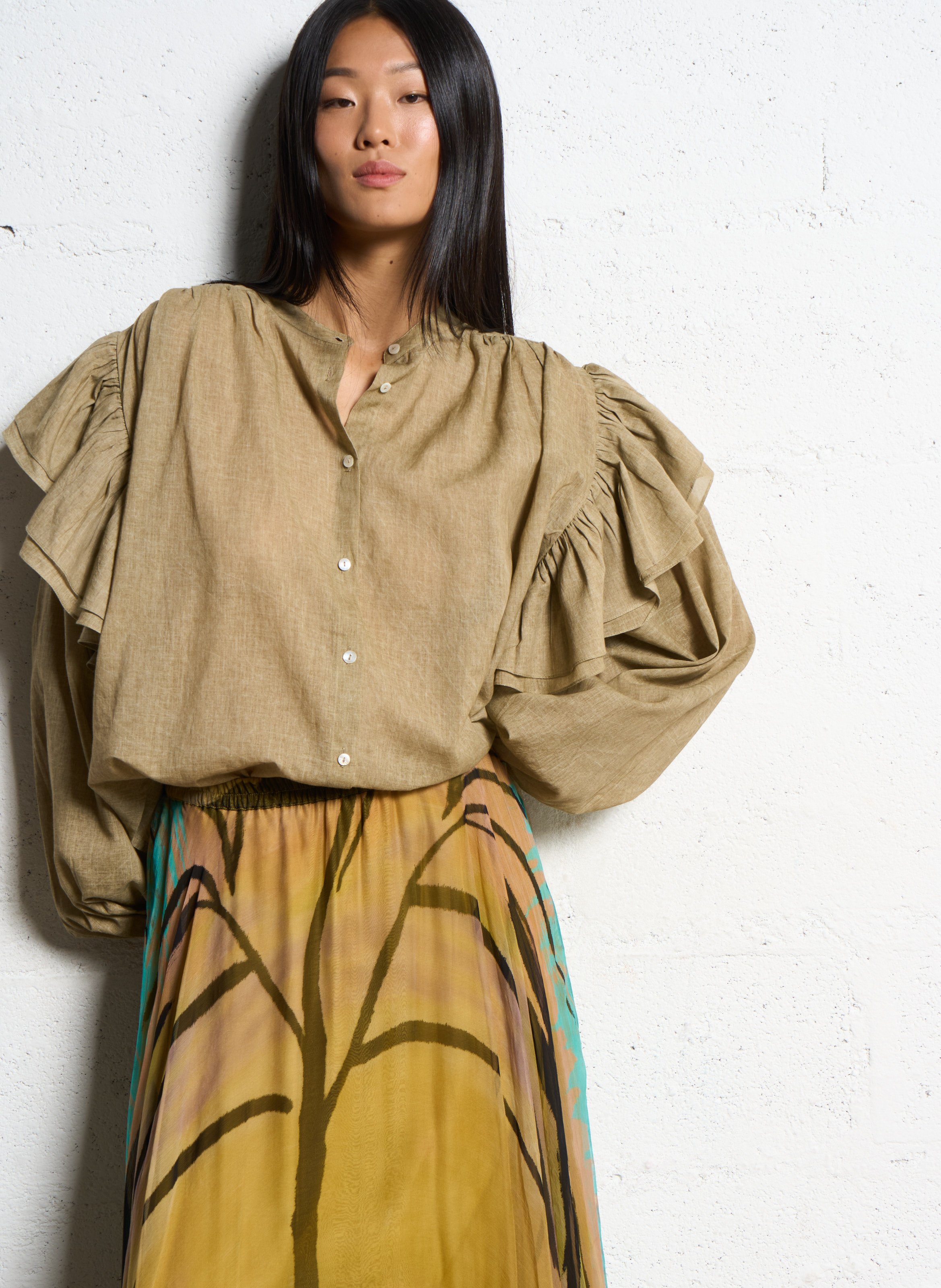 Chemise col coton  MES DEMOISELLES Beige