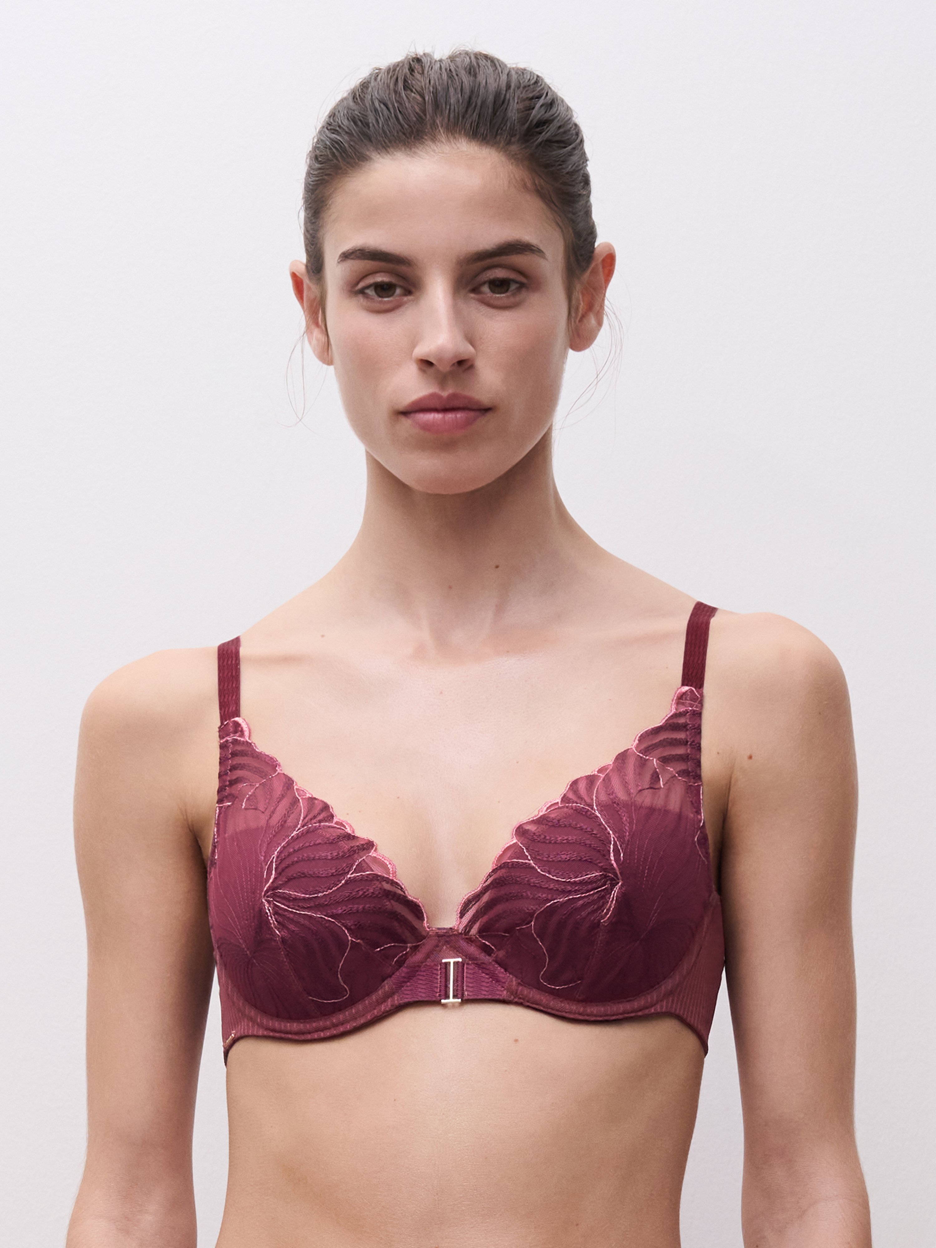 Plunging padded bra with embroidery CHANTELLE