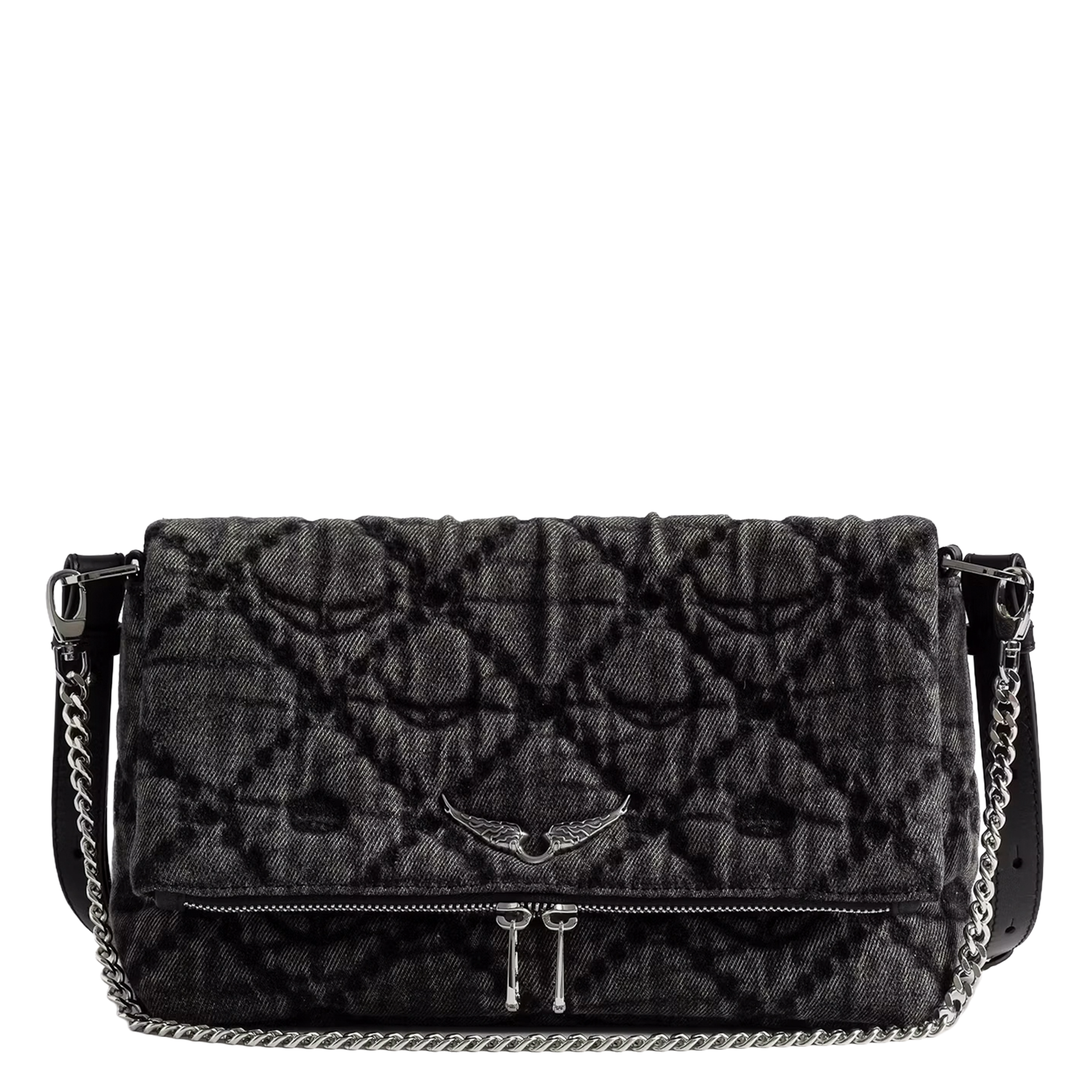 Schoudertas van denim ZADIG&VOLTAIRE Grijs