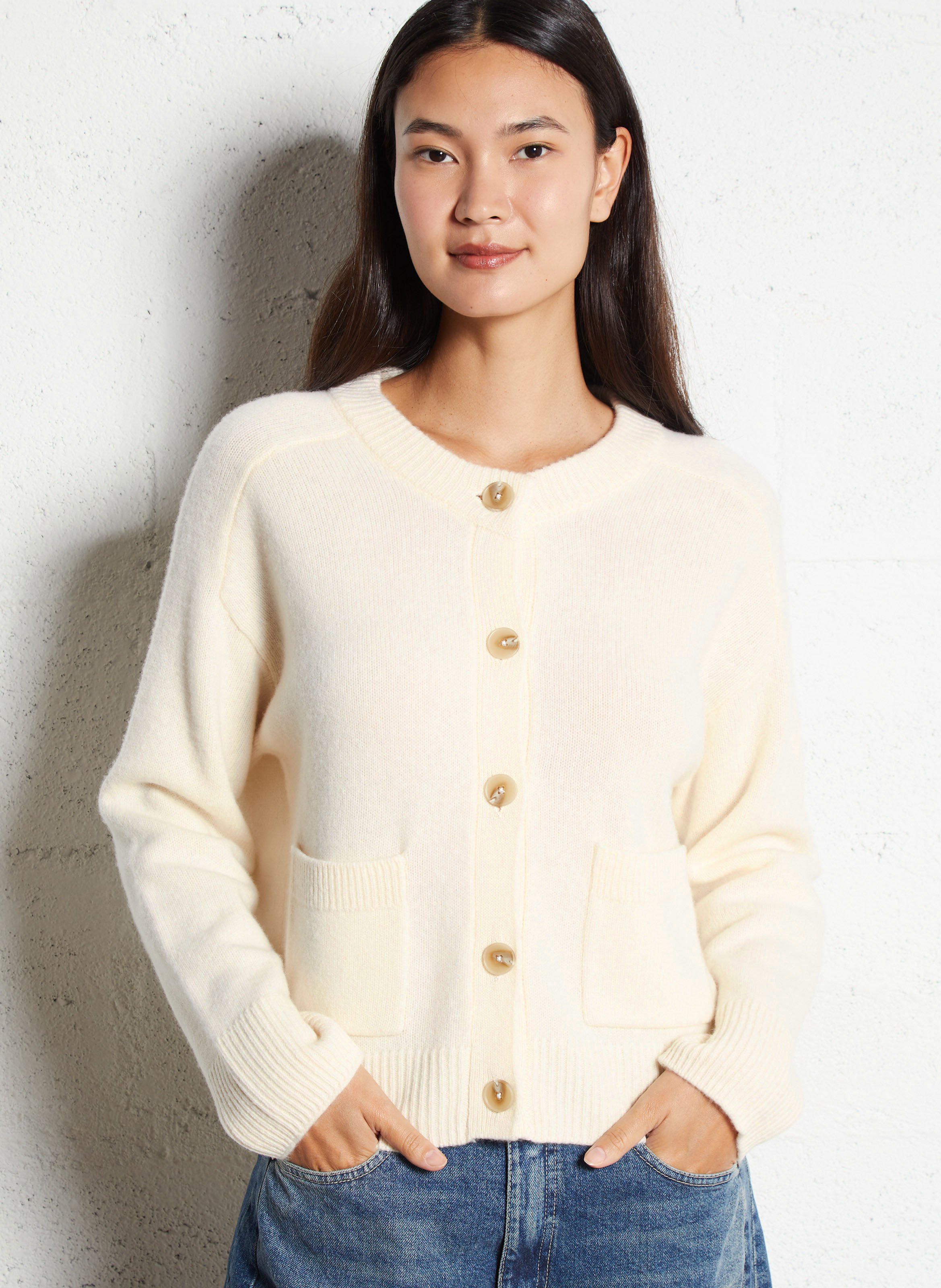 Straight wool cardigan BELLA JONES Beige