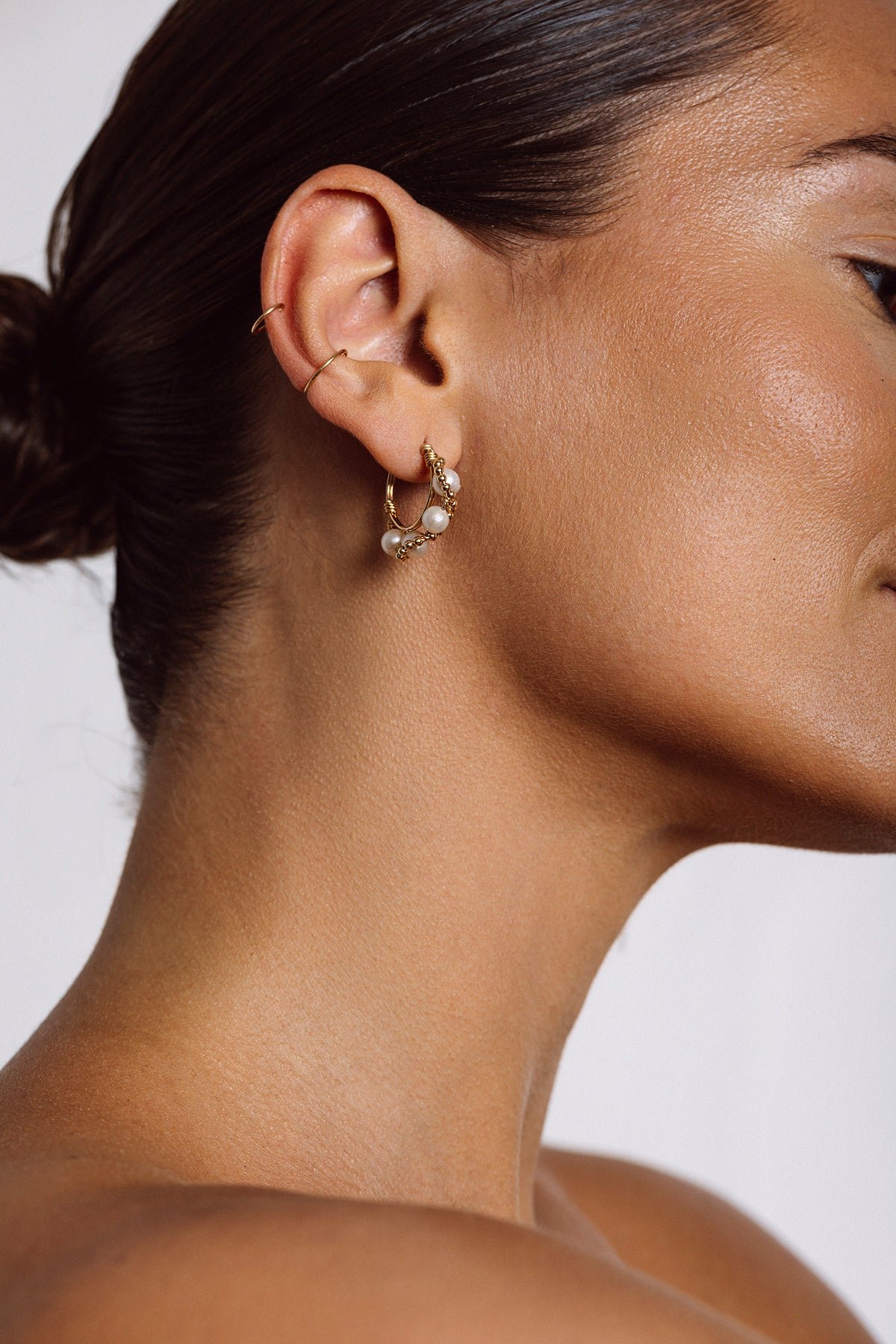 Mira pearl creole earrings YAY Golden