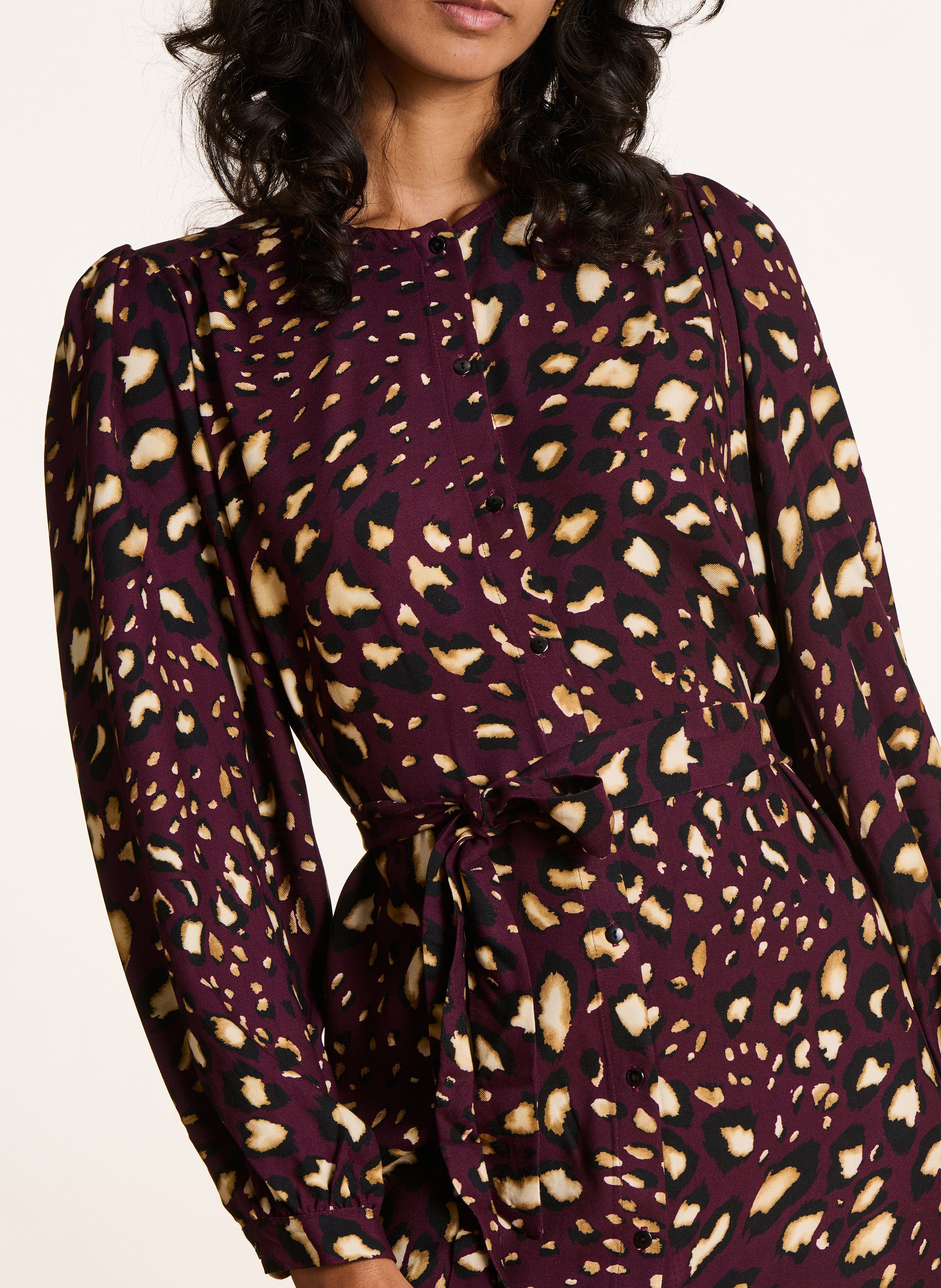 Robe courte boutonnée à motif LA FEE MARABOUTEE Rouge