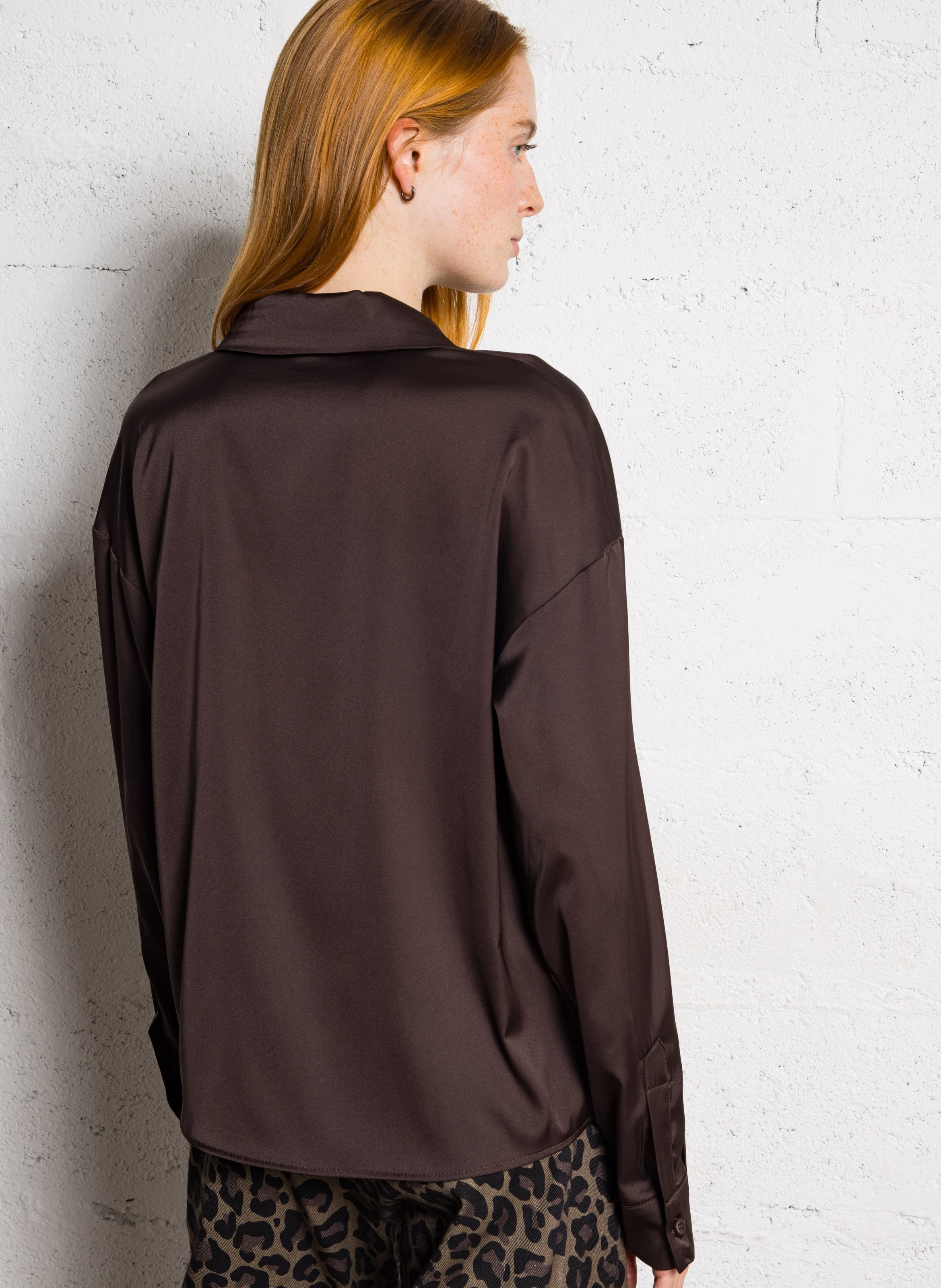 Chemise oversize satiné IMPERIAL Marron