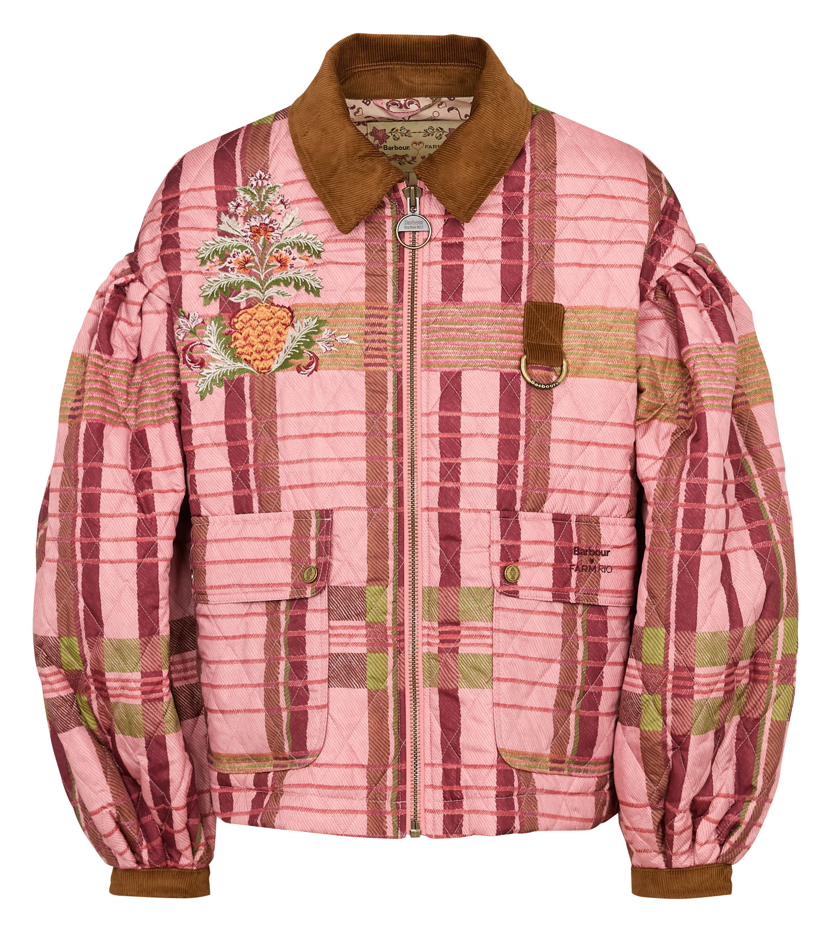 Doudoune col classique imprimé BARBOUR Rose